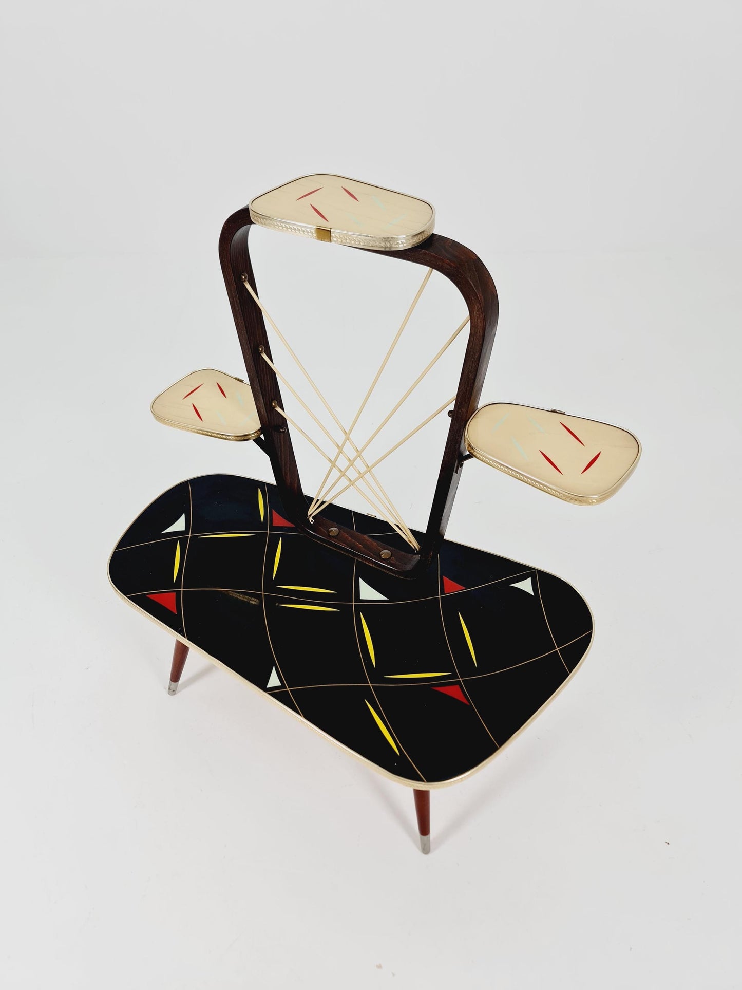 Big 1950s German Plant Stand, Colorful Vintage Mid-Century Minimalist Indoor Plant Stand Side Table Retro flower table