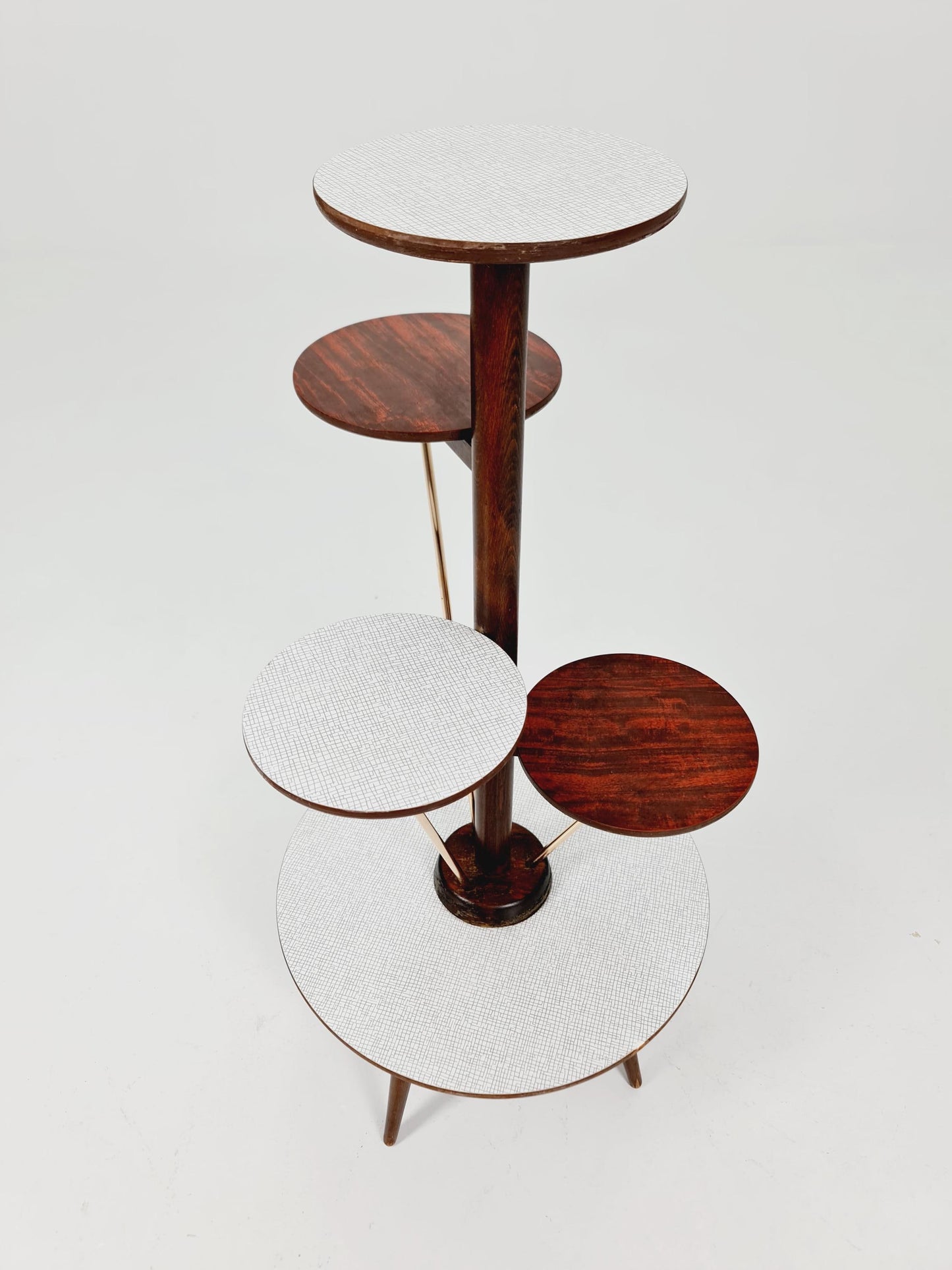 Big 1950s German Plant Stand, Colorful Vintage Mid-Century Minimalist Indoor Plant Stand Side Table Retro flower table By Opal