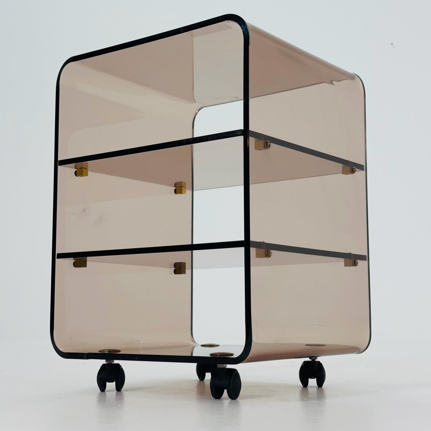 Space age Smoked Brown Plexiglass Trolley-side table by Michel Dumas for Roche Bobois 1970s