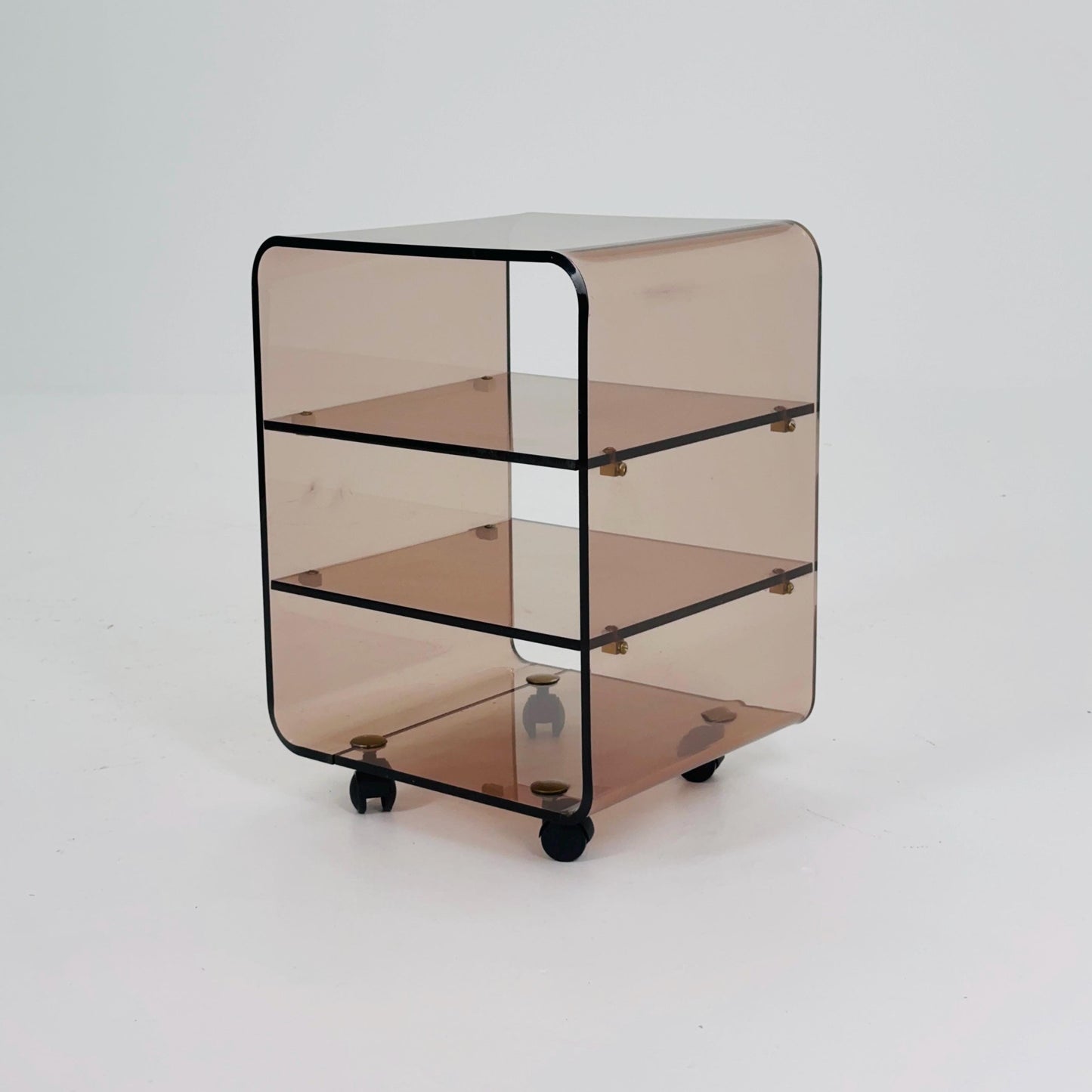 Space age Smoked Brown Plexiglass Trolley-side table by Michel Dumas for Roche Bobois 1970s