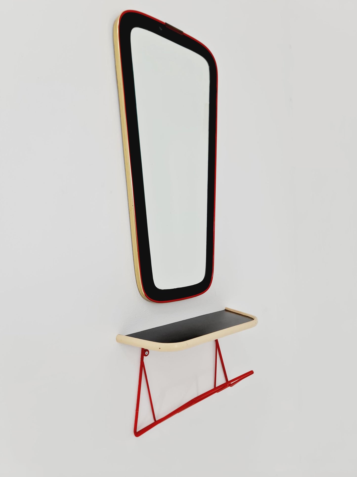 Mid Century asymmetric German Original kidney wall mirror with shelf from the 60s model Rockabilly