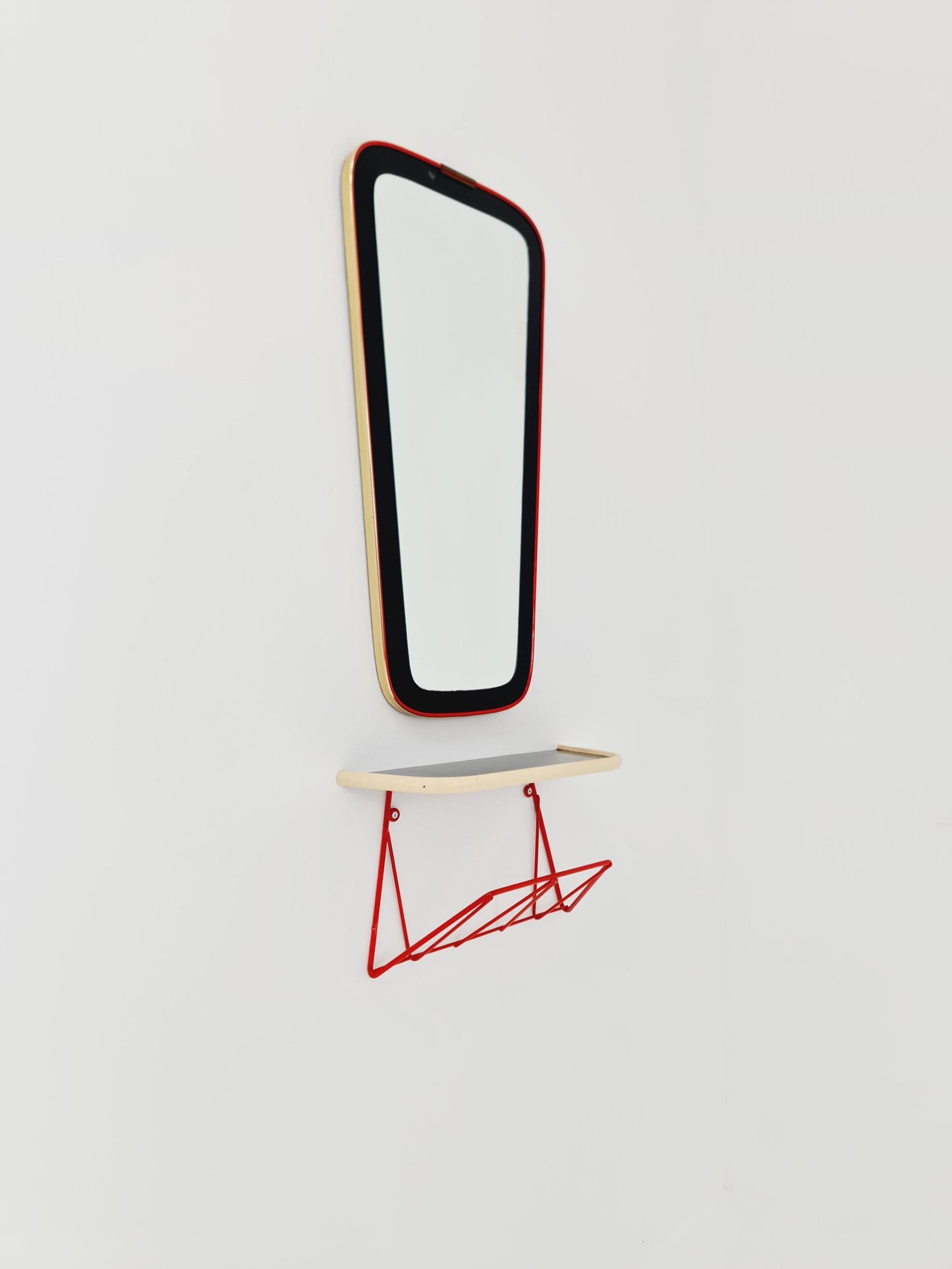 Mid Century asymmetric German Original kidney wall mirror with shelf from the 60s model Rockabilly