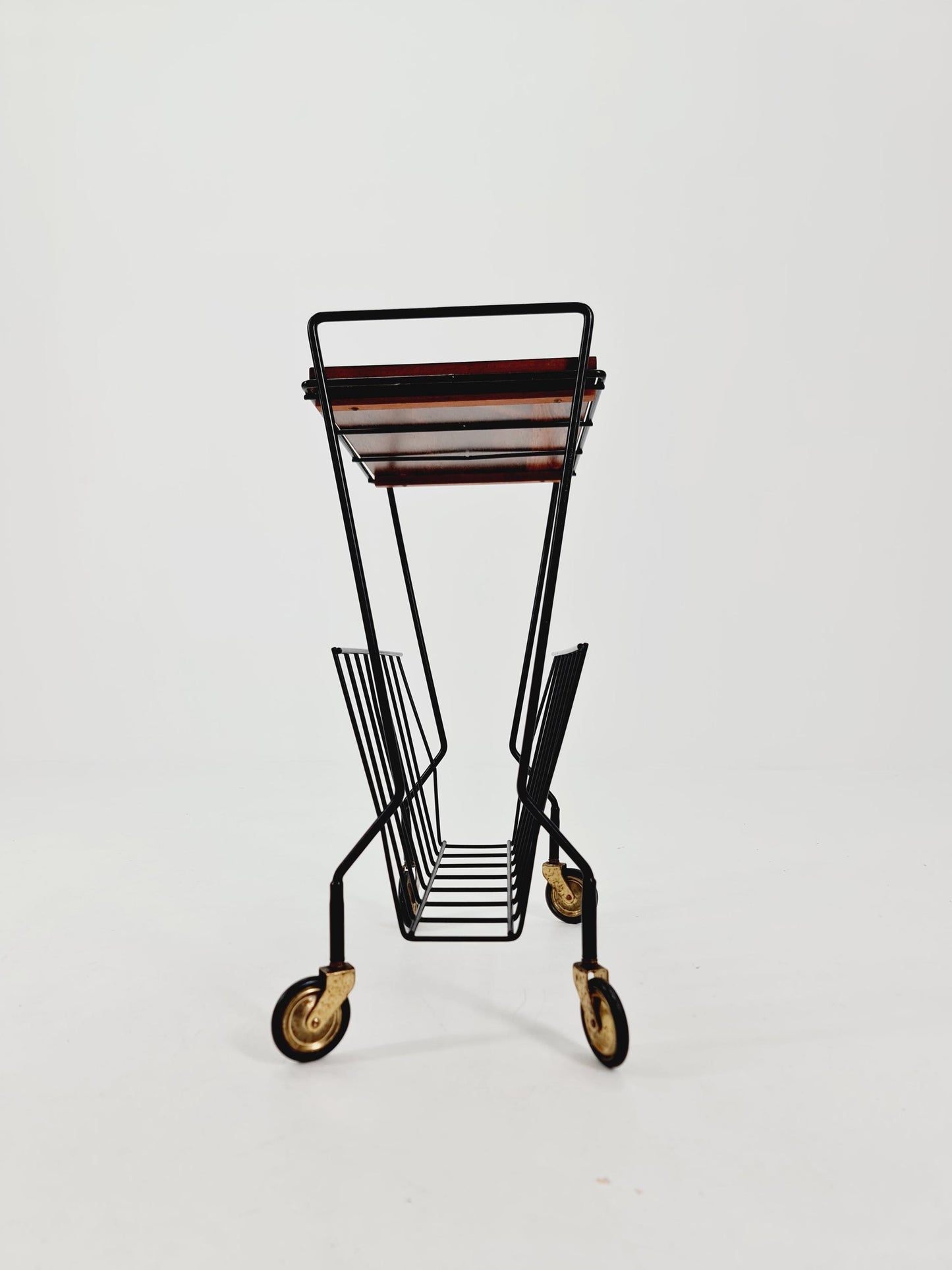 Vintage German mid century trolley bar cart in Rosewood & metal, 1960s