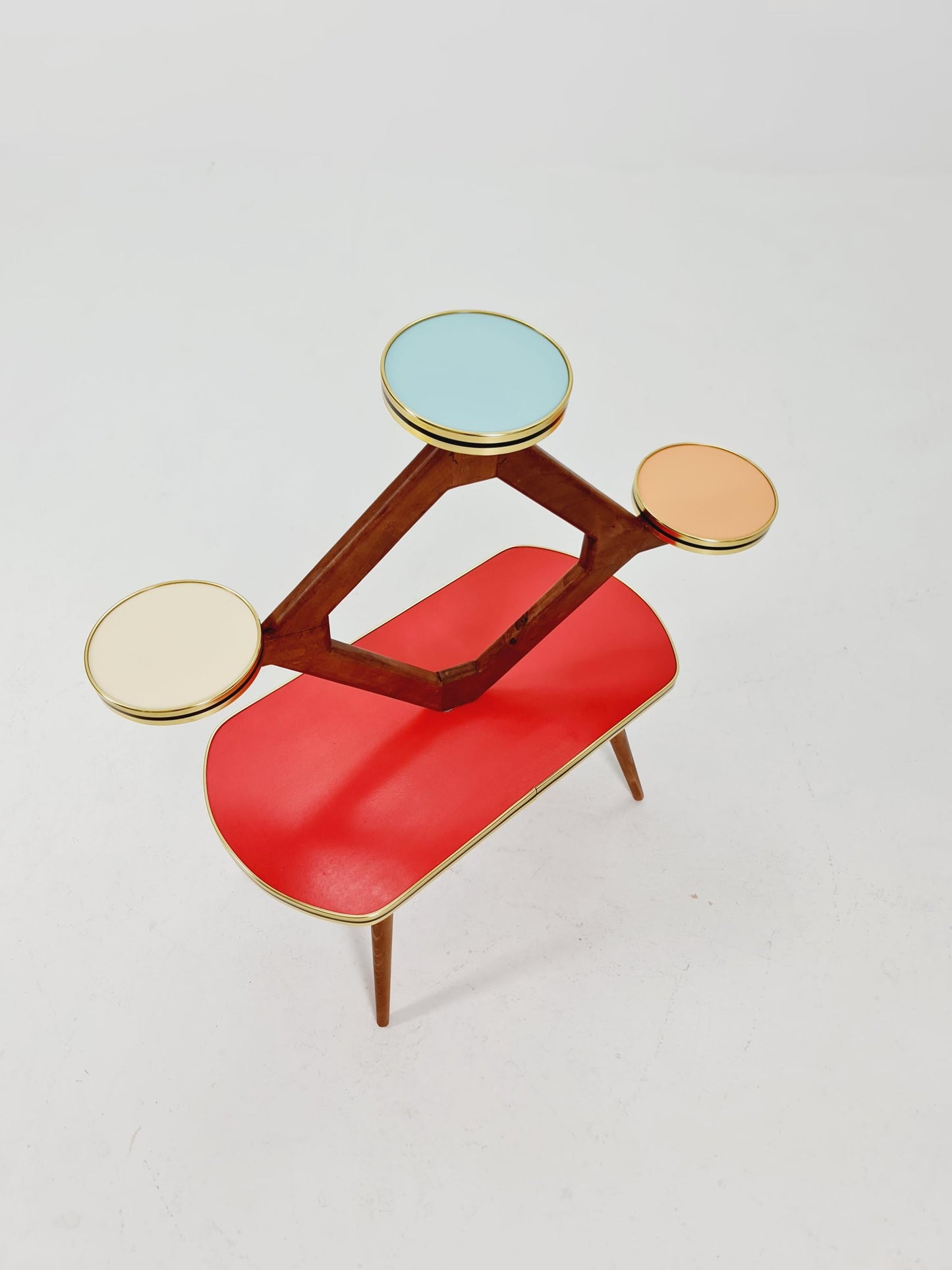 Rare Large German Plant Stand, Colorful Vintage Mid-Century Minimalist Indoor Plant Stand Side Table Retro flower table, 1950s