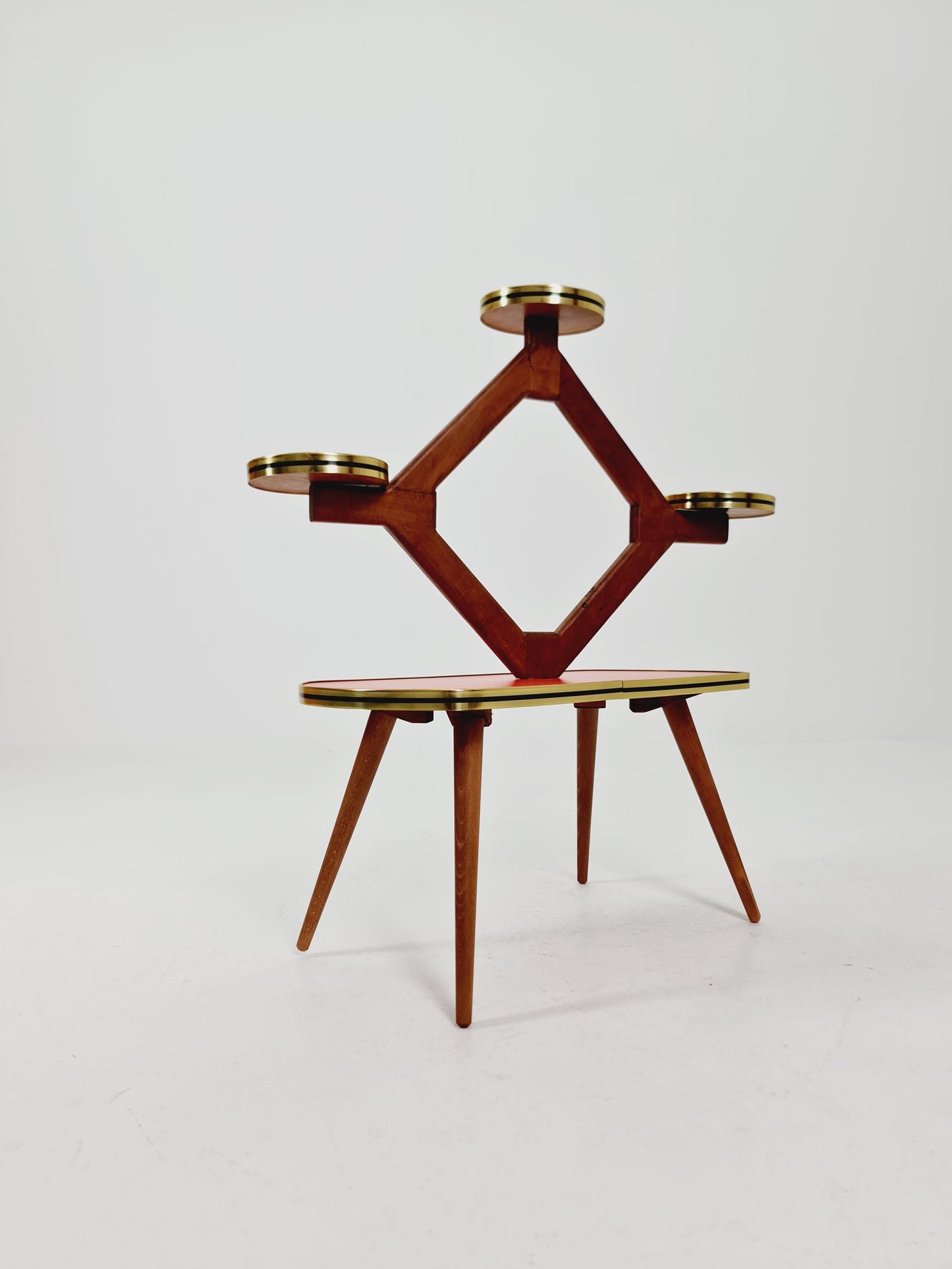 Rare Large German Plant Stand, Colorful Vintage Mid-Century Minimalist Indoor Plant Stand Side Table Retro flower table, 1950s