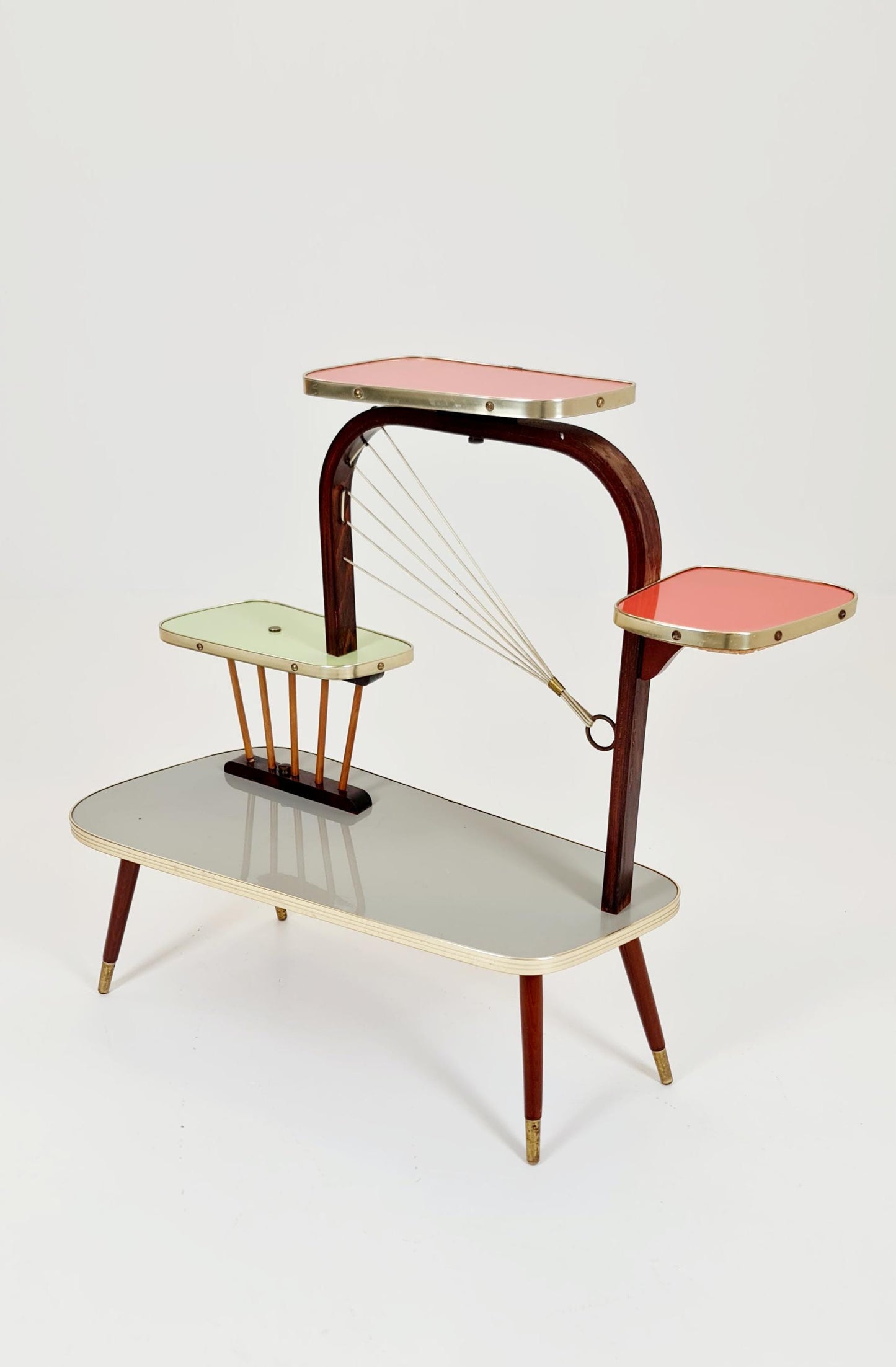 Rare Large German Plant Stand, Colorful Vintage Mid-Century Minimalist Indoor Plant Stand Side Table Retro flower table, 1950s