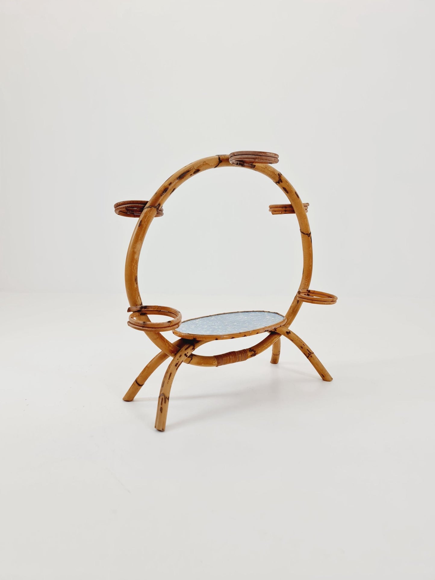 1950s German Plant Stand, bambus Vintage Mid-Century Minimalist Indoor Plant Stand Side Table Retro flower table