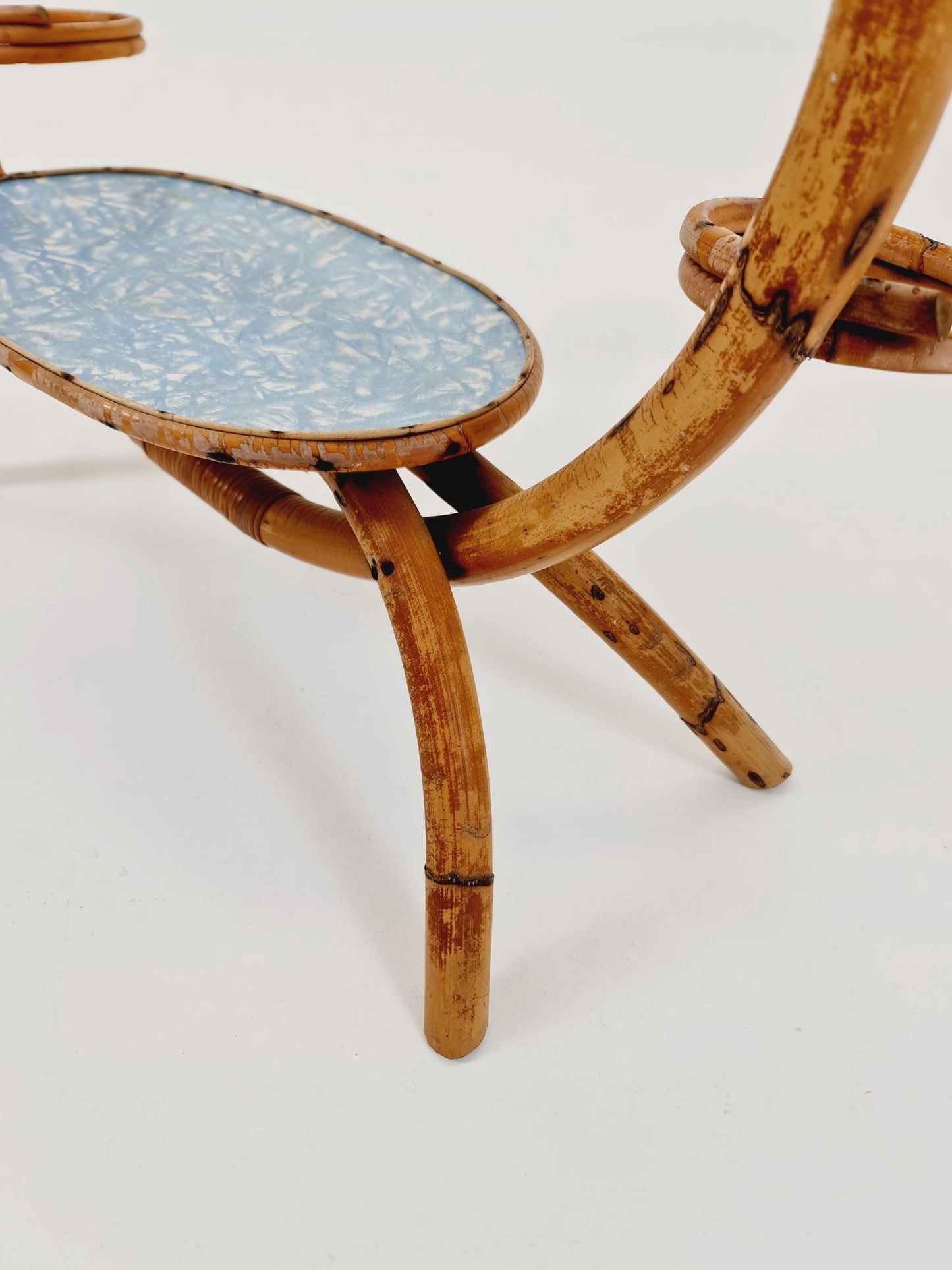 1950s German Plant Stand, bambus Vintage Mid-Century Minimalist Indoor Plant Stand Side Table Retro flower table