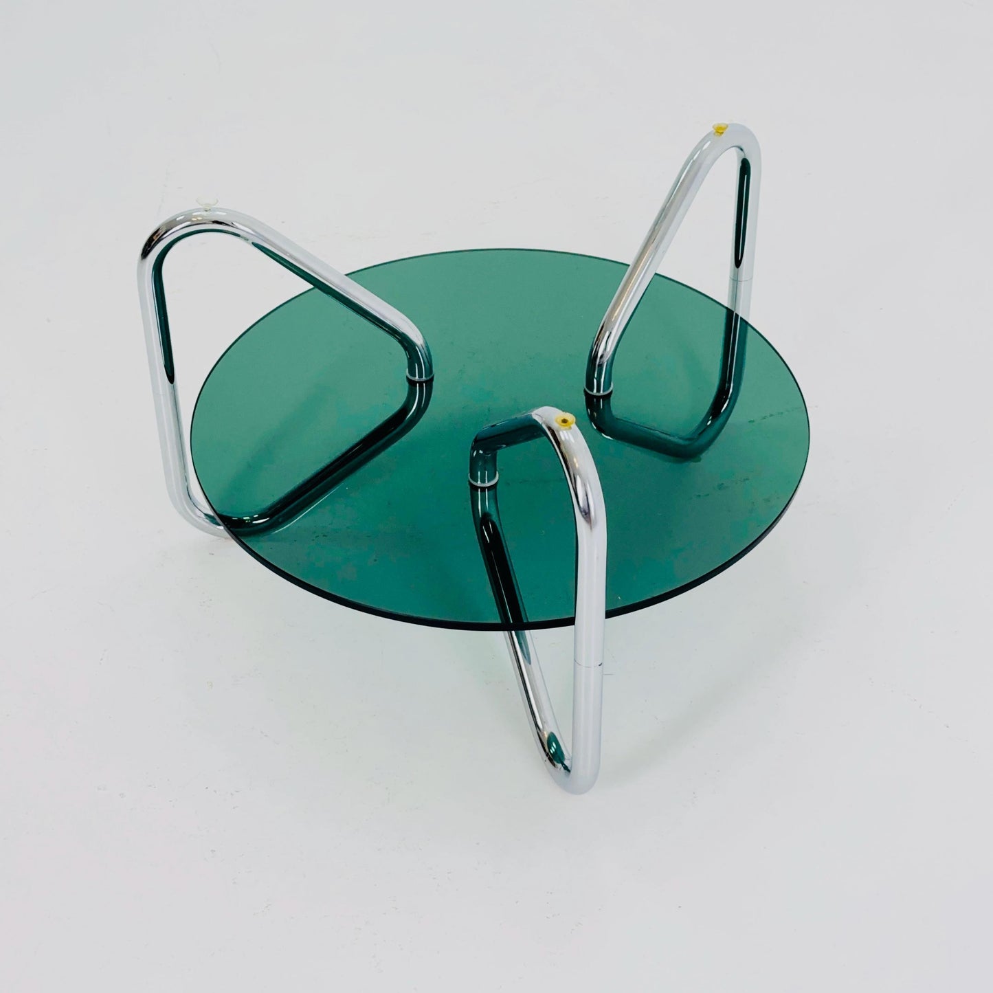 Mid century tubule chrome and smoked glass coffee table , Italy 1980s