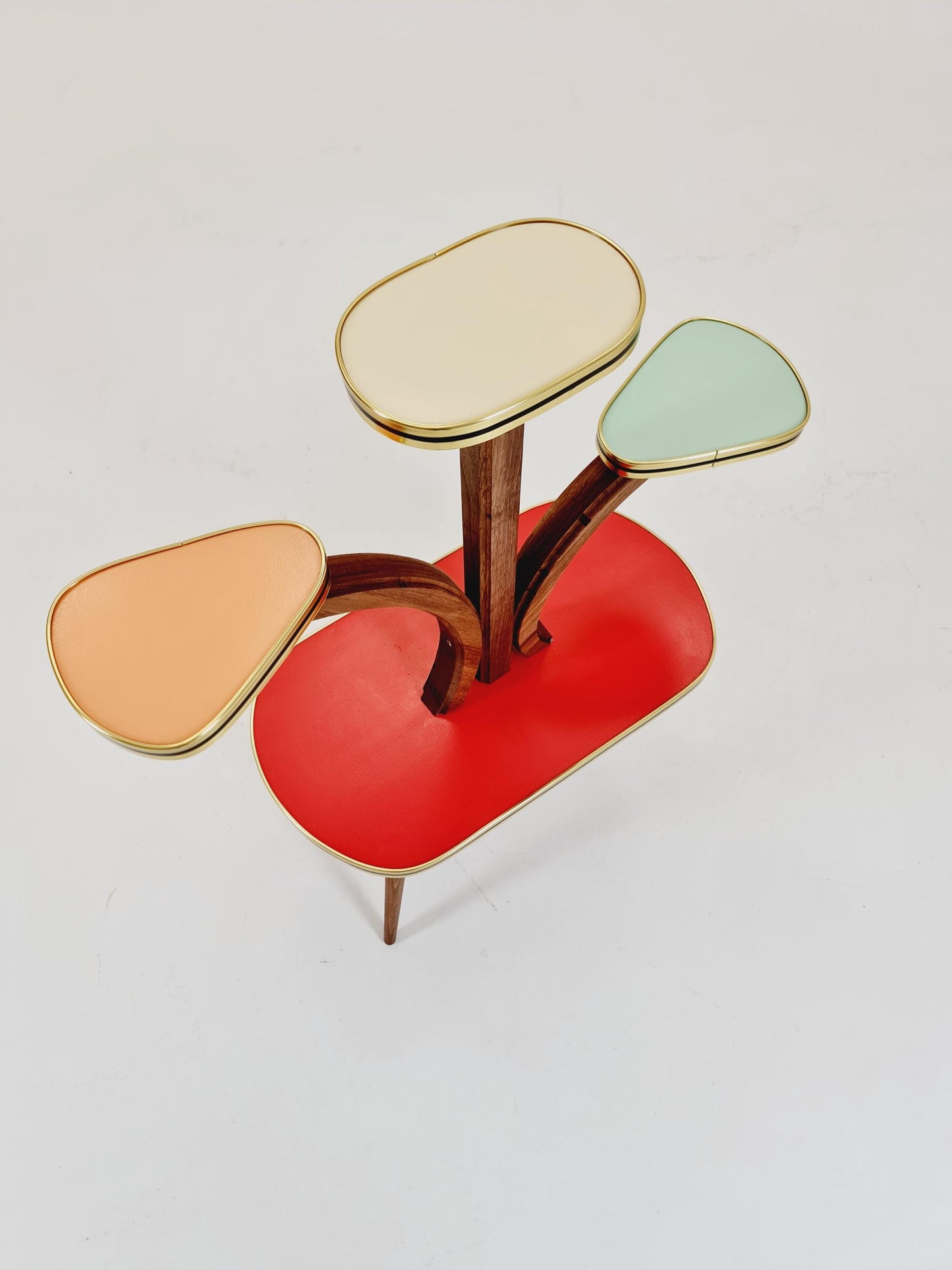 Rare Large German Plant Stand, Colorful Vintage Mid-Century Minimalist Indoor Plant Stand Side Table Retro flower table, 1950s