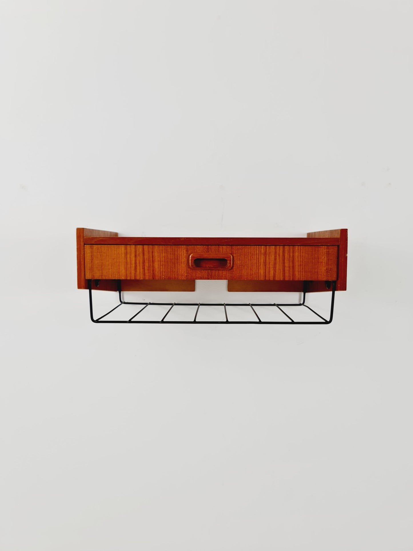Swedish teak hanging telephone table shelf/ bedside table/ nightstand from the 60s