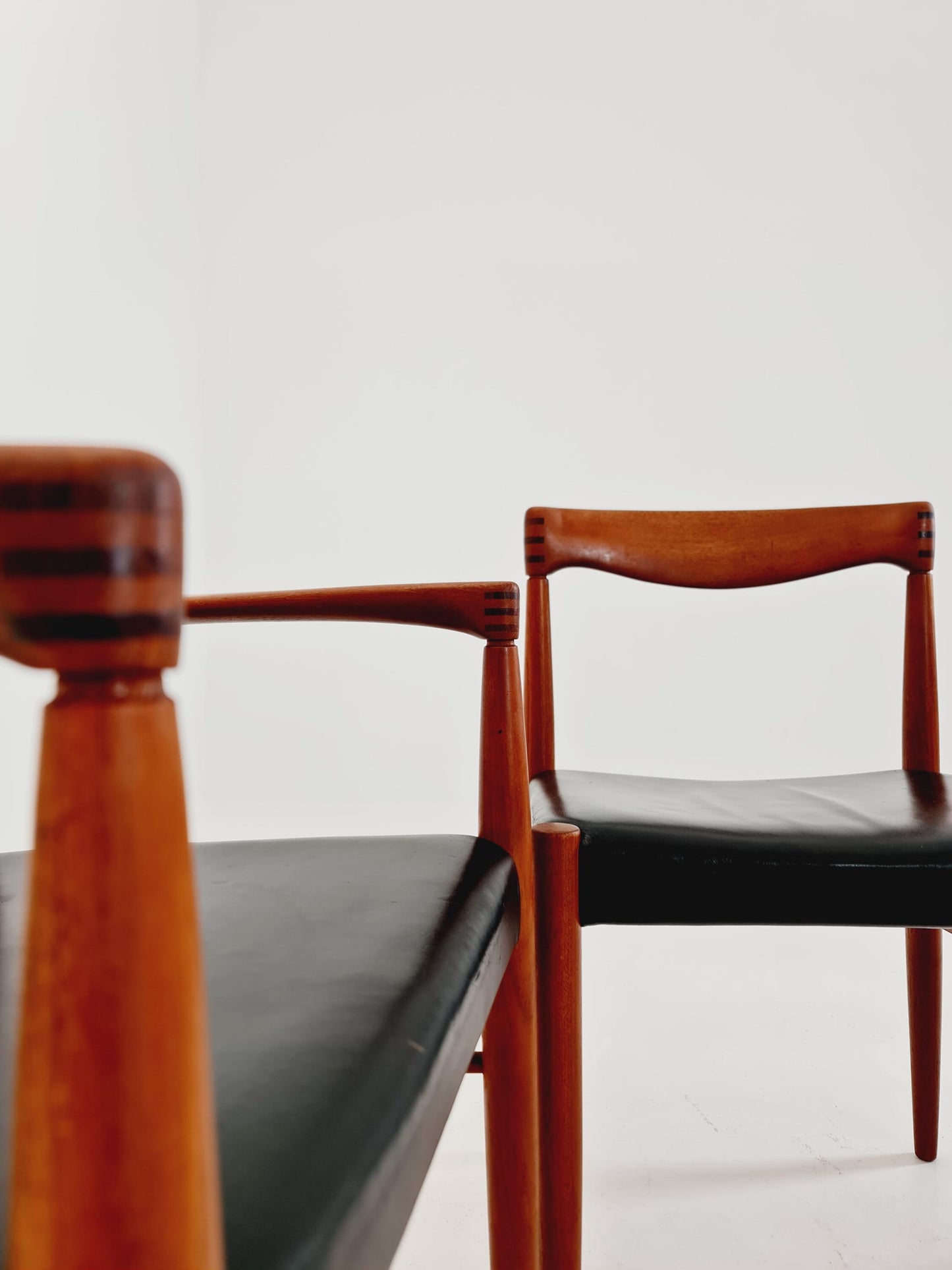 Danish teak & danish cord dining chairs by H. W. Klein for Bramin, 1960s, set of 4