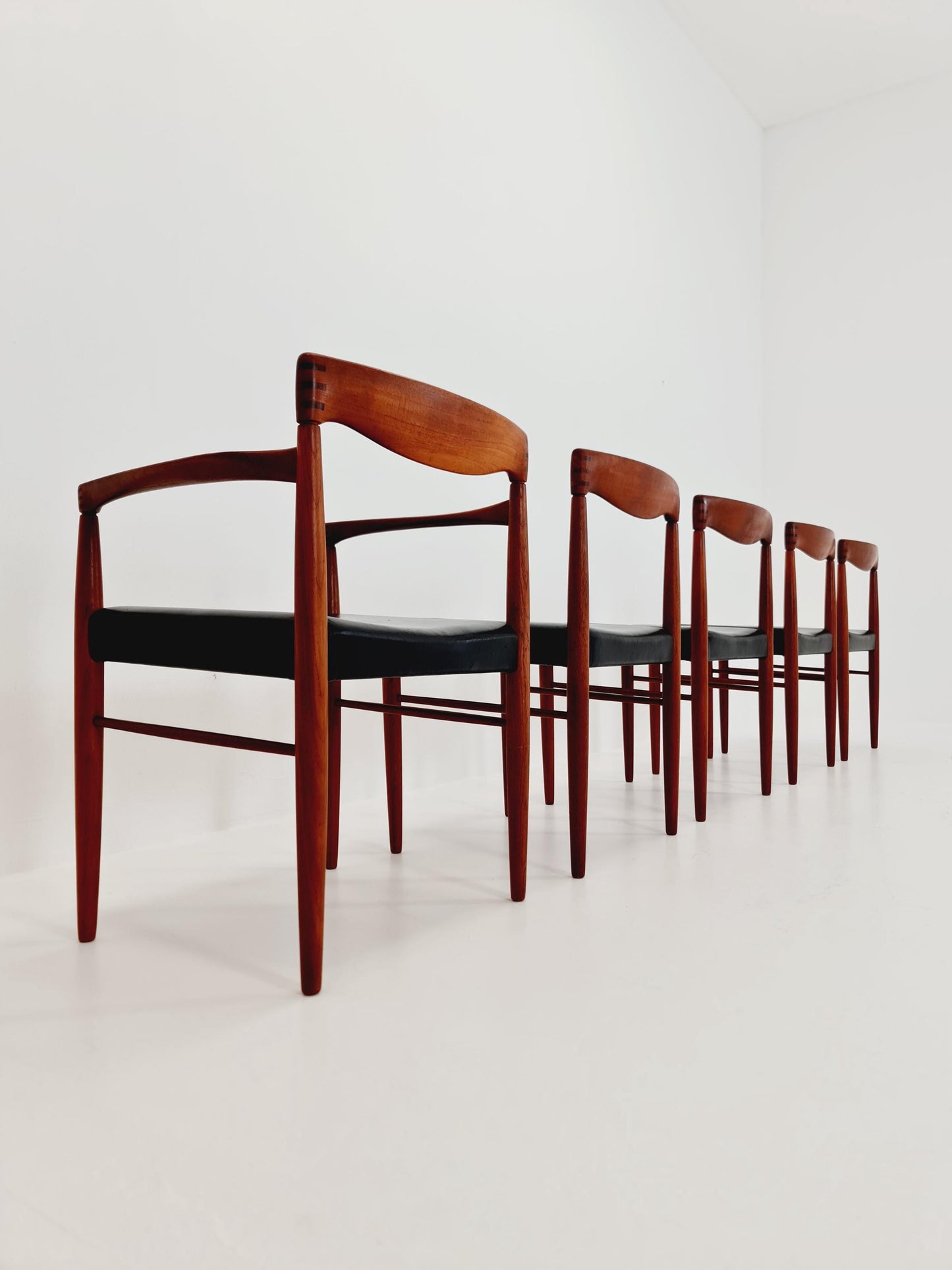 Danish teak & danish cord dining chairs by H. W. Klein for Bramin, 1960s, set of 4