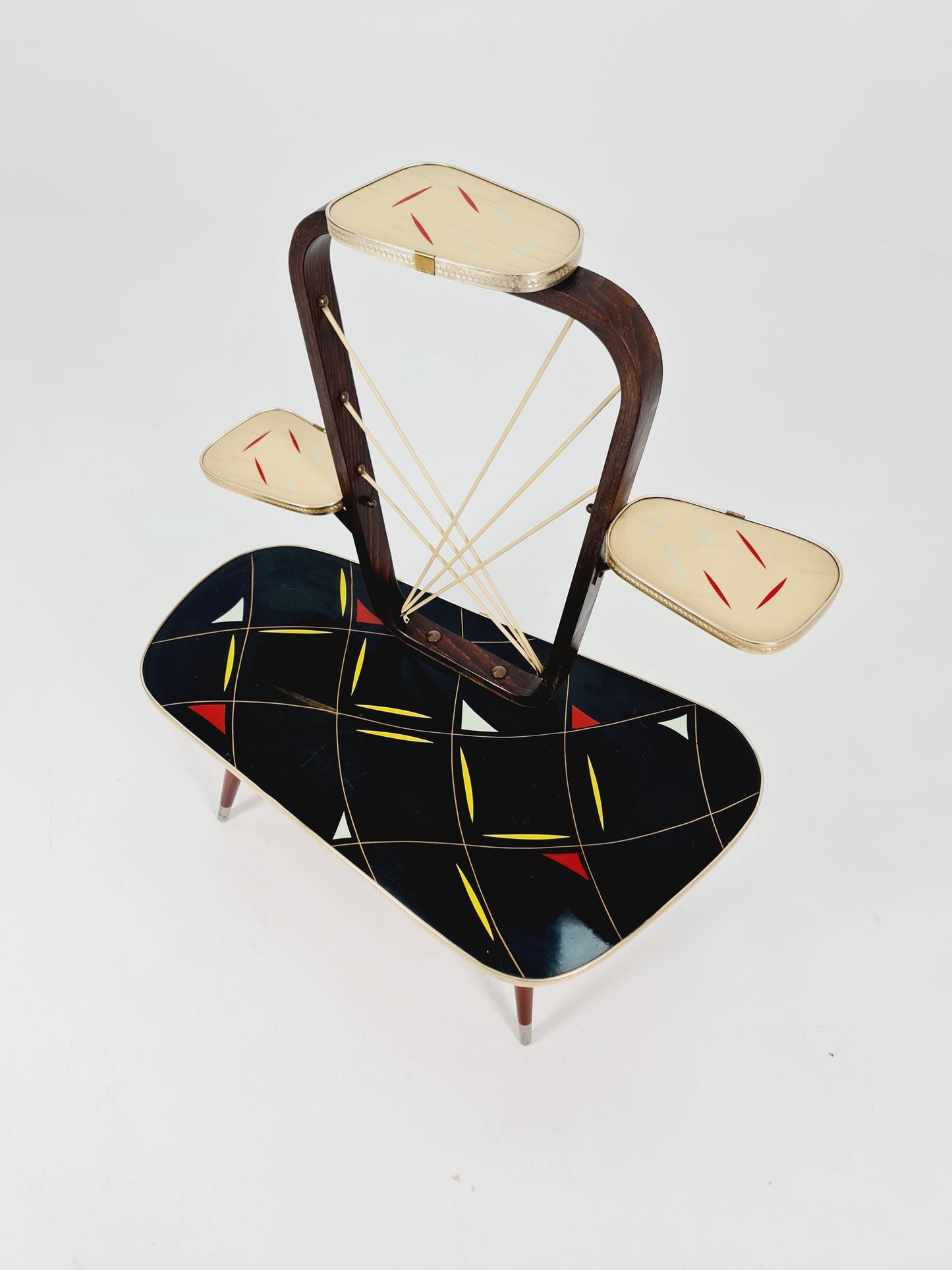 Big 1950s German Plant Stand, Colorful Vintage Mid-Century Minimalist Indoor Plant Stand Side Table Retro flower table