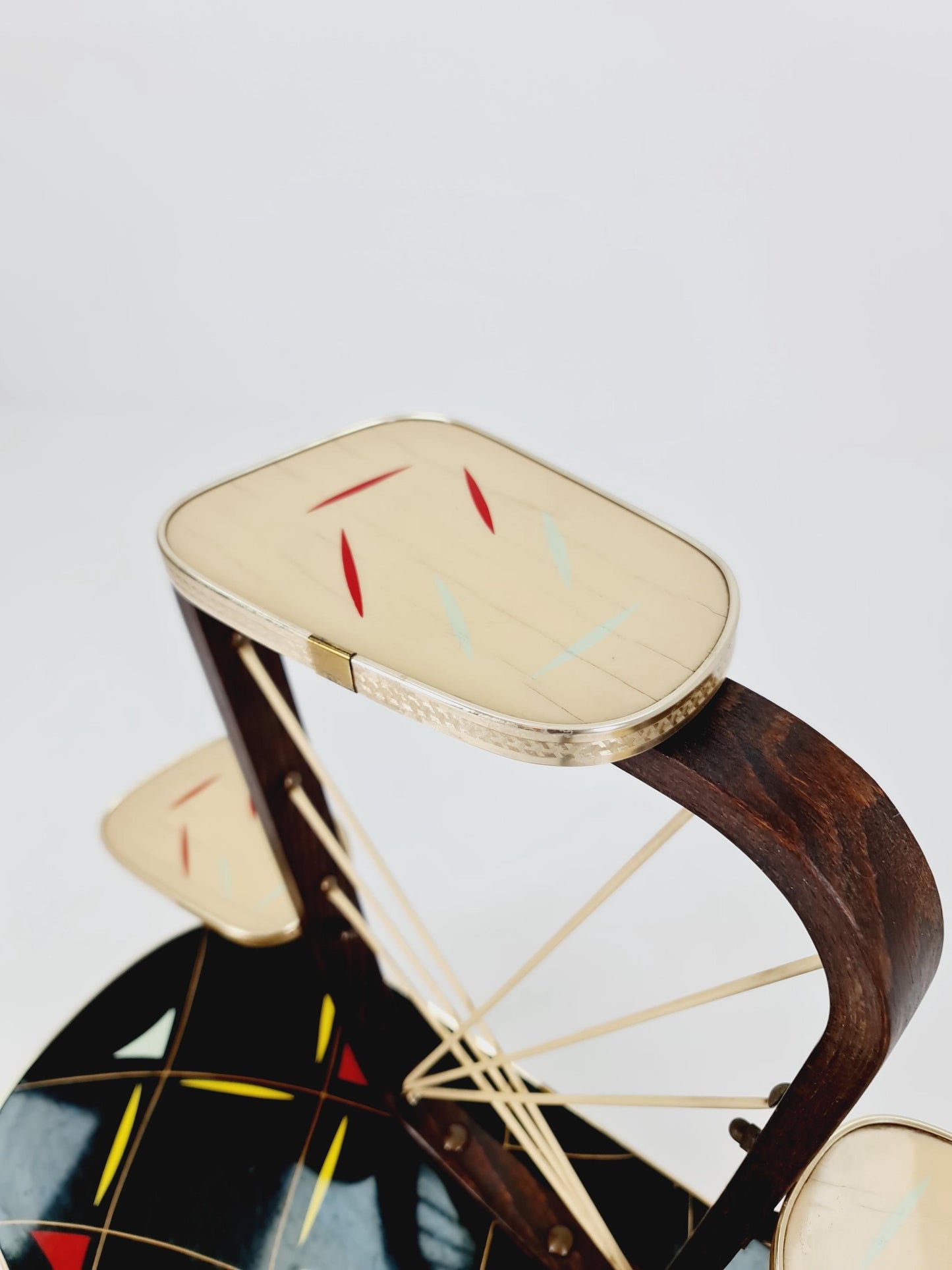 Big 1950s German Plant Stand, Colorful Vintage Mid-Century Minimalist Indoor Plant Stand Side Table Retro flower table