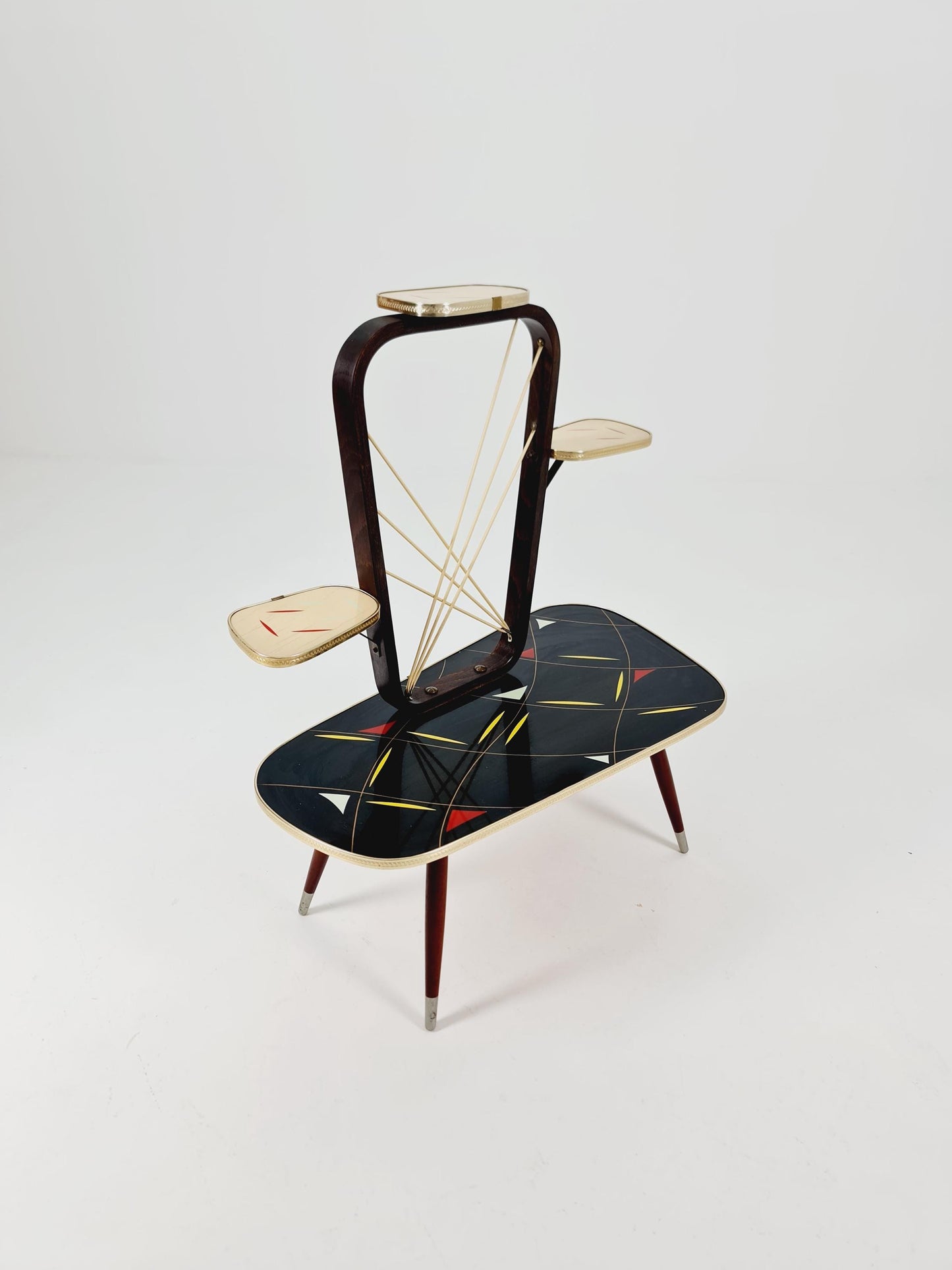 Big 1950s German Plant Stand, Colorful Vintage Mid-Century Minimalist Indoor Plant Stand Side Table Retro flower table