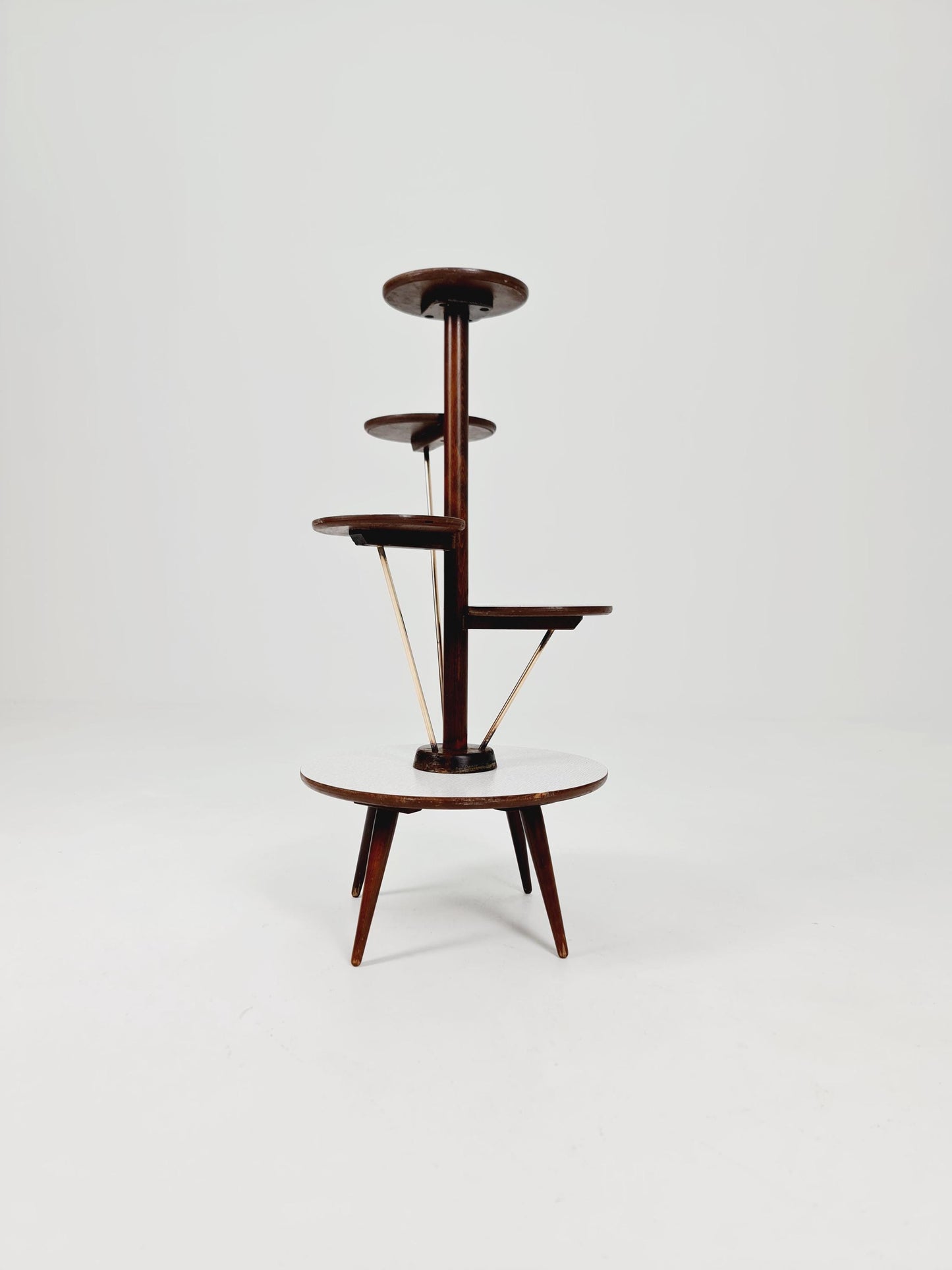 Big 1950s German Plant Stand, Colorful Vintage Mid-Century Minimalist Indoor Plant Stand Side Table Retro flower table By Opal
