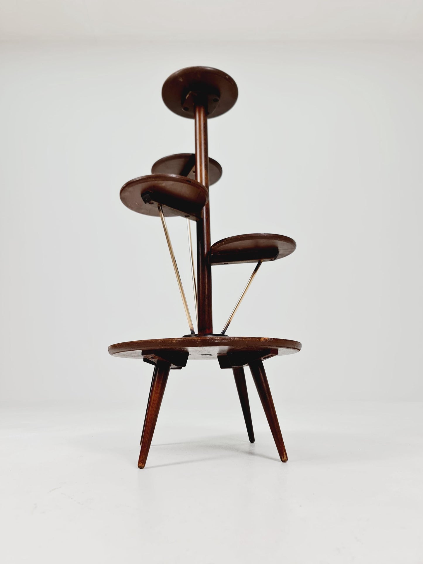 Big 1950s German Plant Stand, Colorful Vintage Mid-Century Minimalist Indoor Plant Stand Side Table Retro flower table By Opal