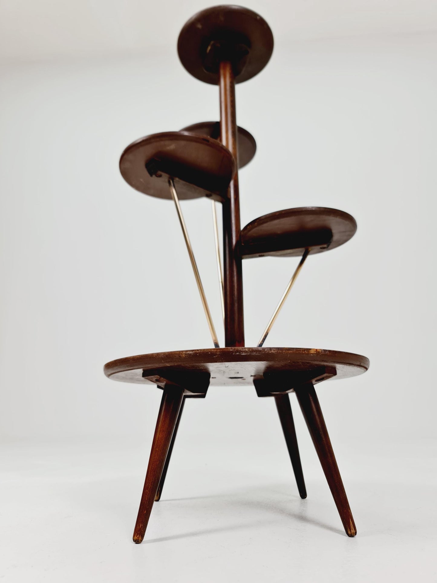 Big 1950s German Plant Stand, Colorful Vintage Mid-Century Minimalist Indoor Plant Stand Side Table Retro flower table By Opal