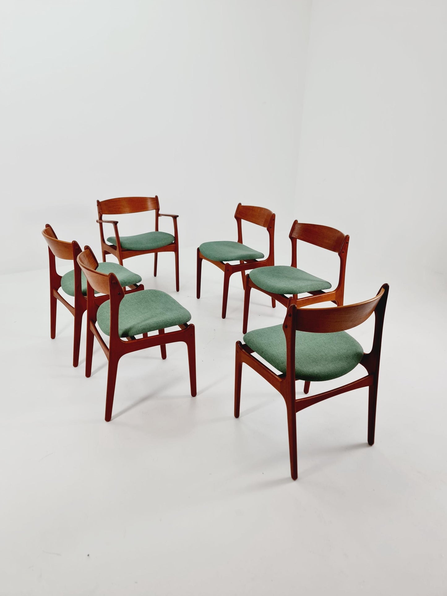 Vintage Danish teak dining/desk chairs by Erik Buch for O D Möbler, 1960s Set of 6
