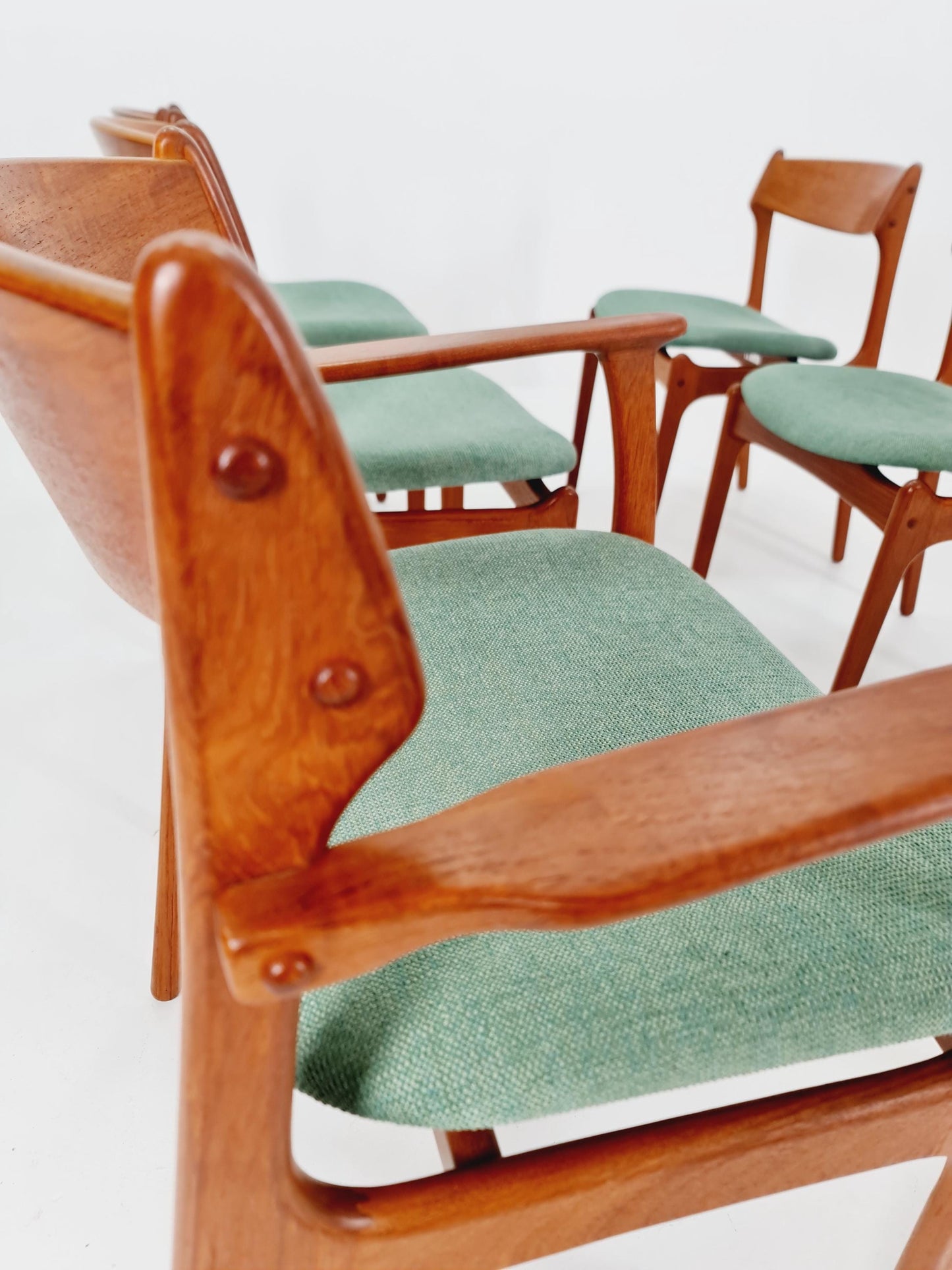 Vintage Danish teak dining/desk chairs by Erik Buch for O D Möbler, 1960s Set of 6