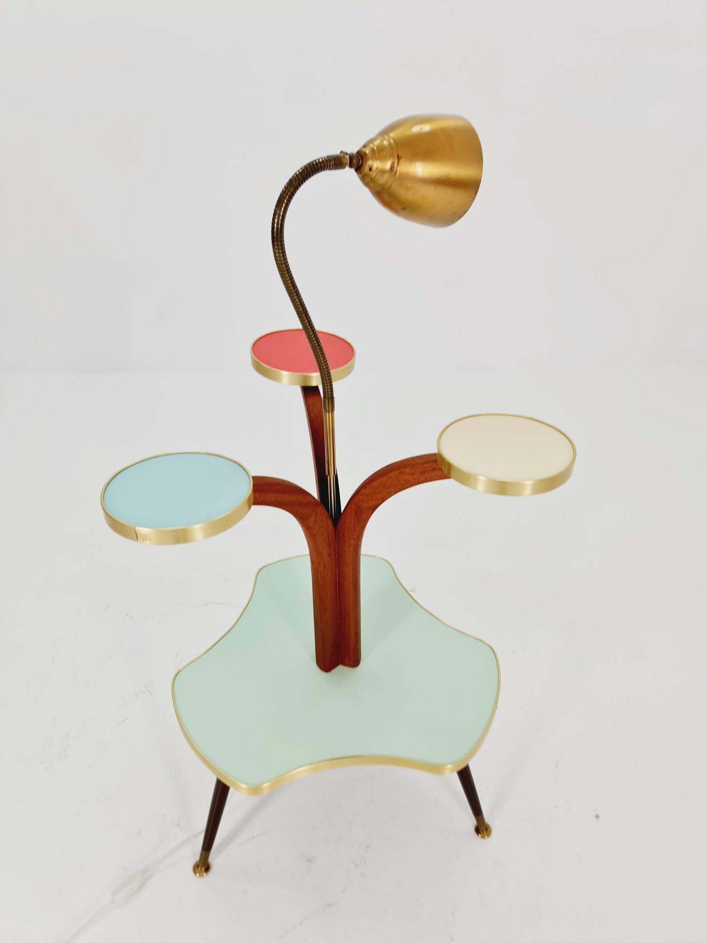 Super Rare Vintage German plant Stand Minimalist Indoor Plant Stand Side flower table with lamp 1960s
