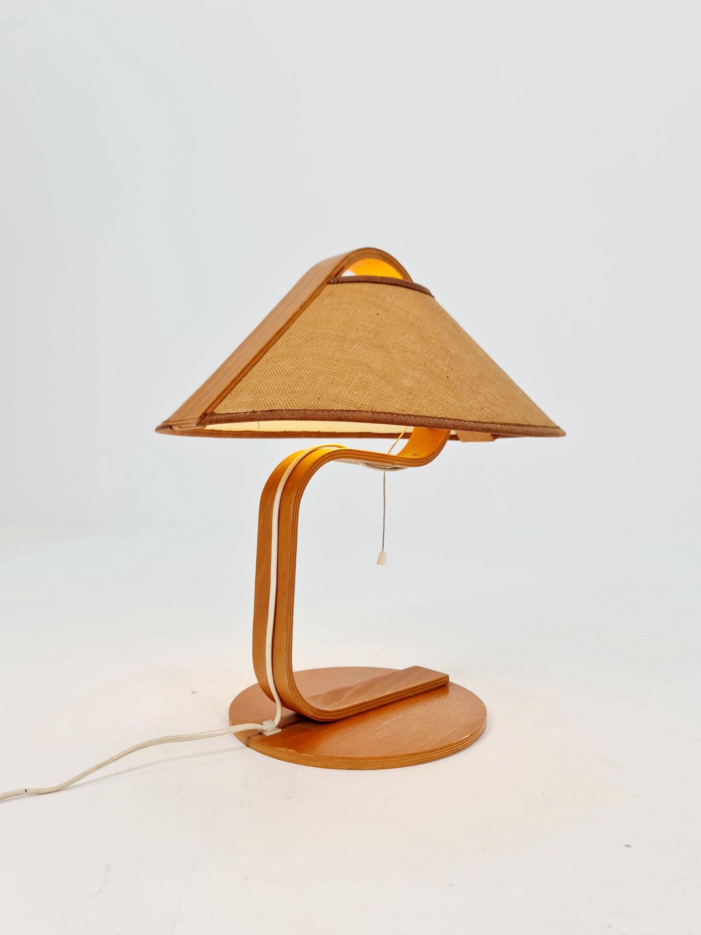 Vintage Danish wood large table lamp, By Domus 1960s/1970s