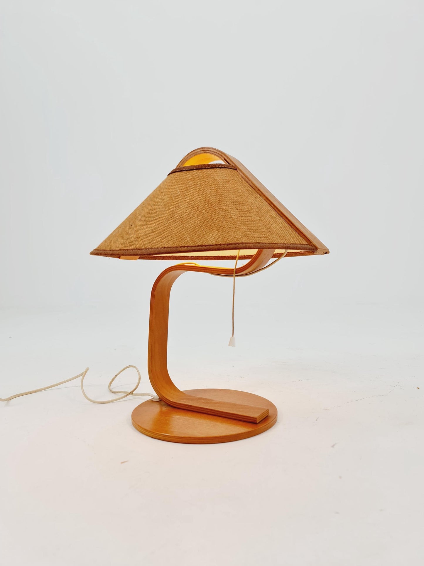 Vintage Danish wood large table lamp, By Domus 1960s/1970s