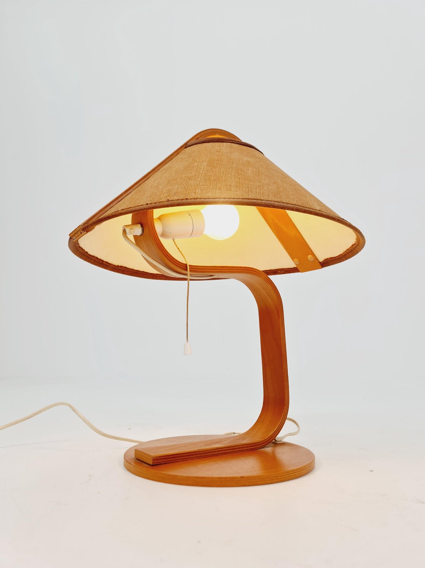 Vintage Danish wood large table lamp, By Domus 1960s/1970s
