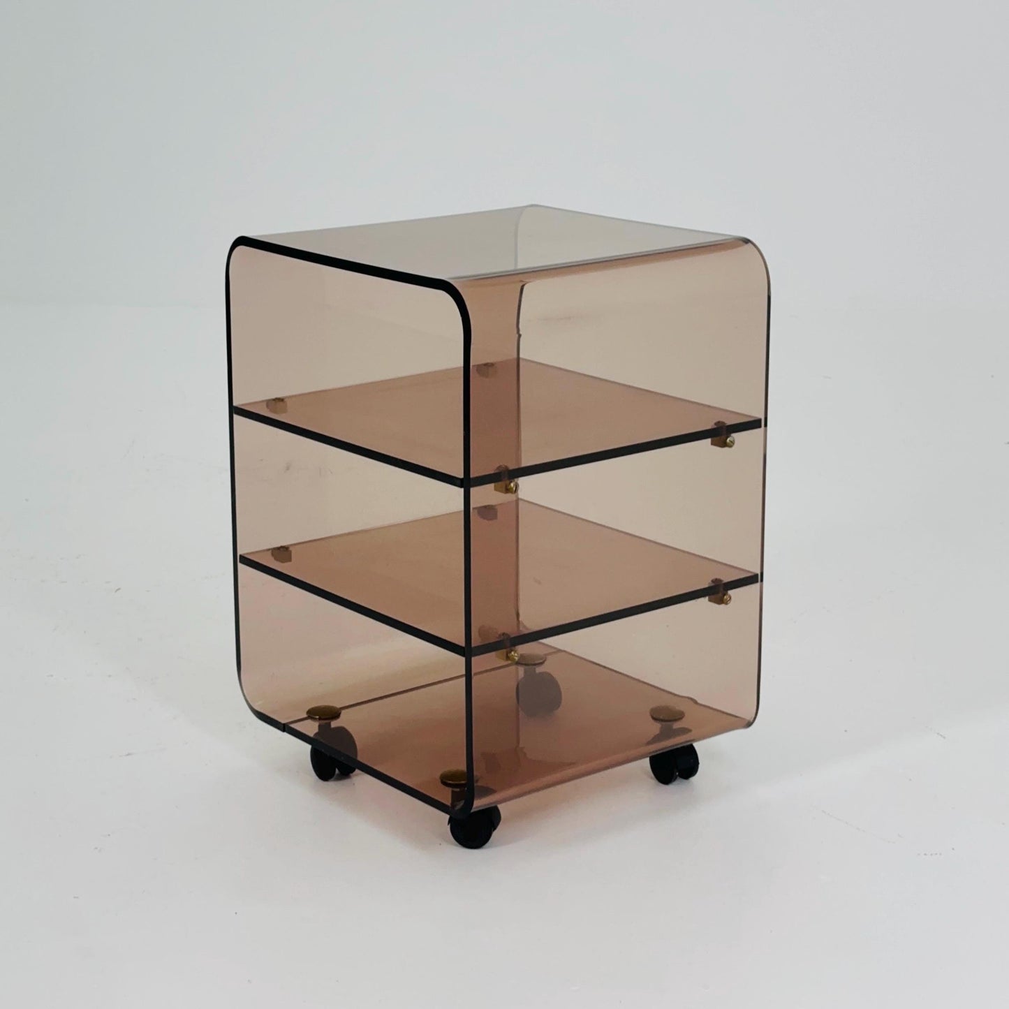 Space age Smoked Brown Plexiglass Trolley-side table by Michel Dumas for Roche Bobois 1970s