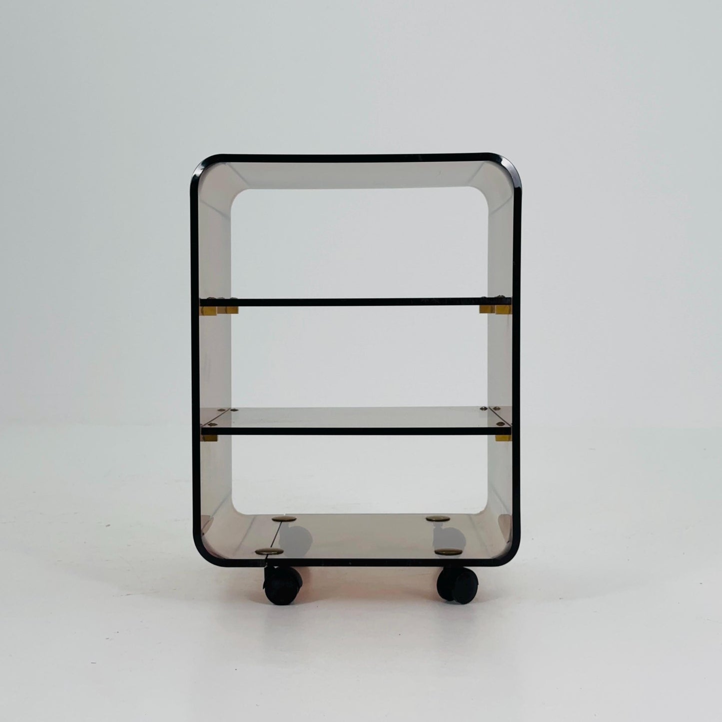 Space age Smoked Brown Plexiglass Trolley-side table by Michel Dumas for Roche Bobois 1970s