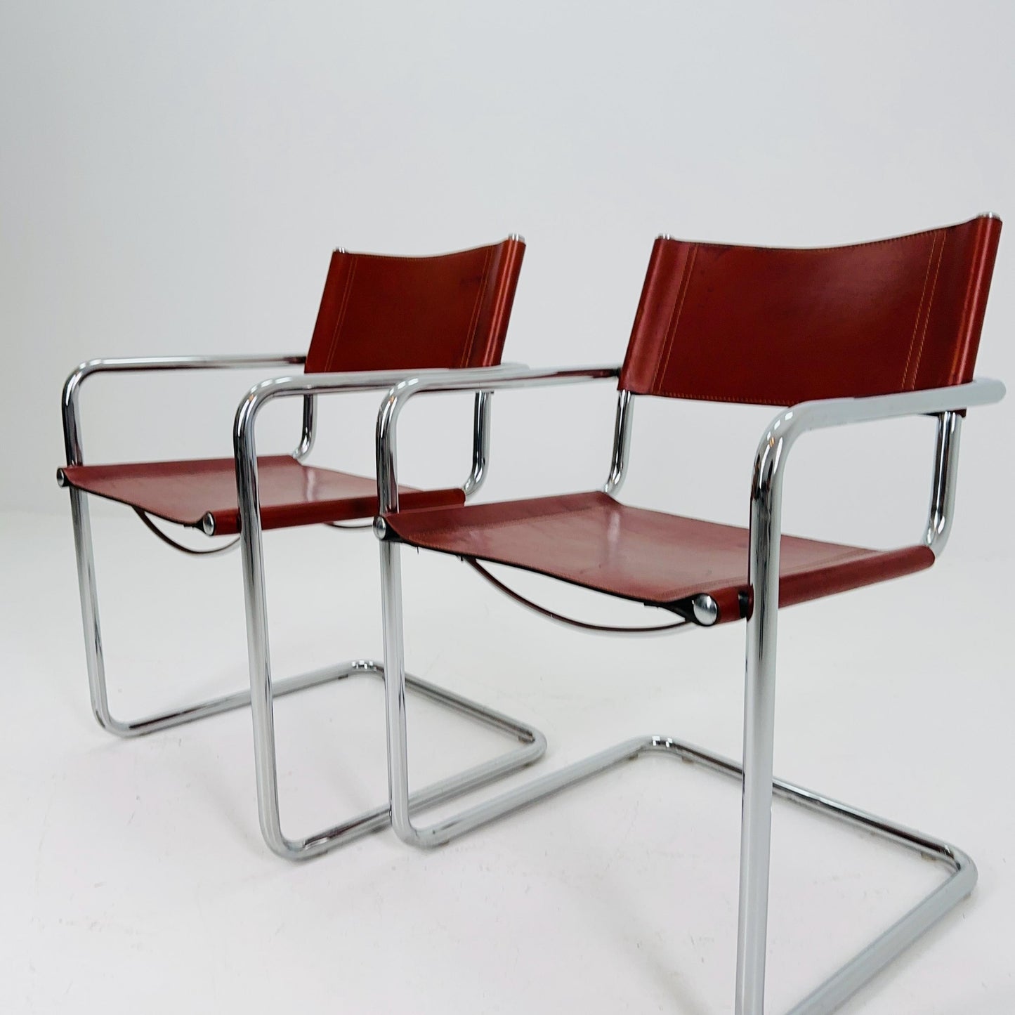 set of 2 Mid century Model MG5 Centro Studi desk chair by Mart Stam & Marcel Breuer for Matteo Grassi, Italy 1980s