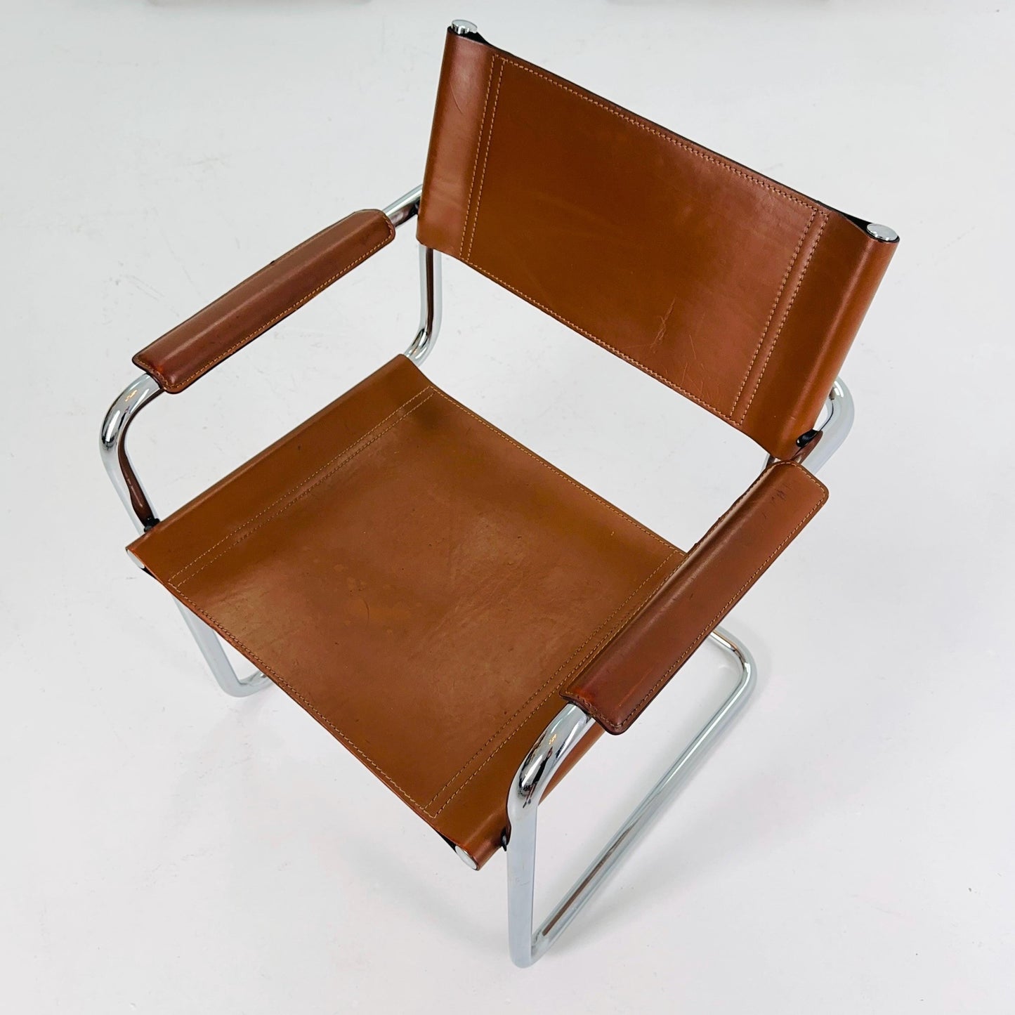 1 of 6 Model MG5 Centro Studi dining cognac leather chairs by Mart Stam & Marcel Breuer for Matteo Grassi, 1980s