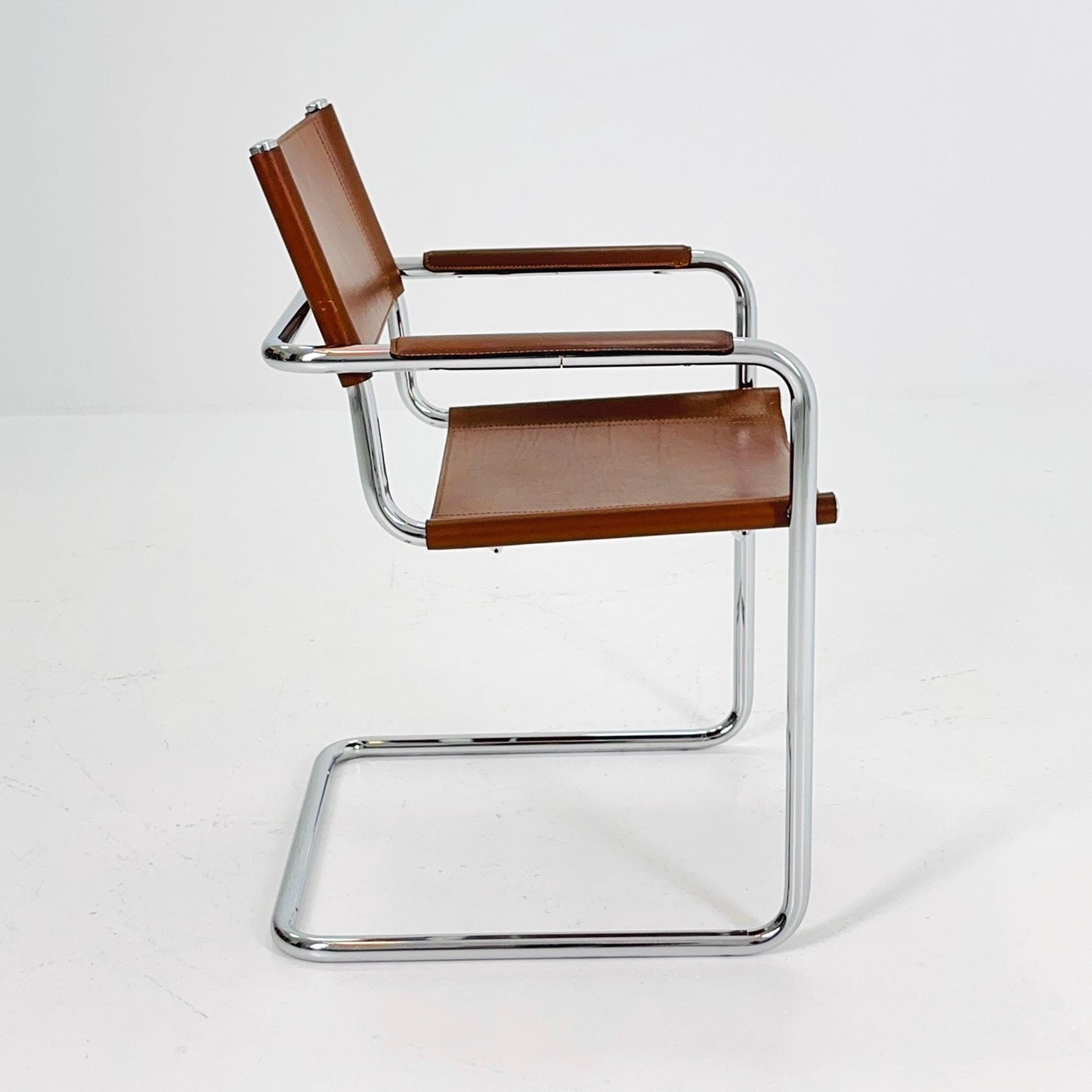 1 of 6 Model MG5 Centro Studi dining cognac leather chairs by Mart Stam & Marcel Breuer for Matteo Grassi, 1980s