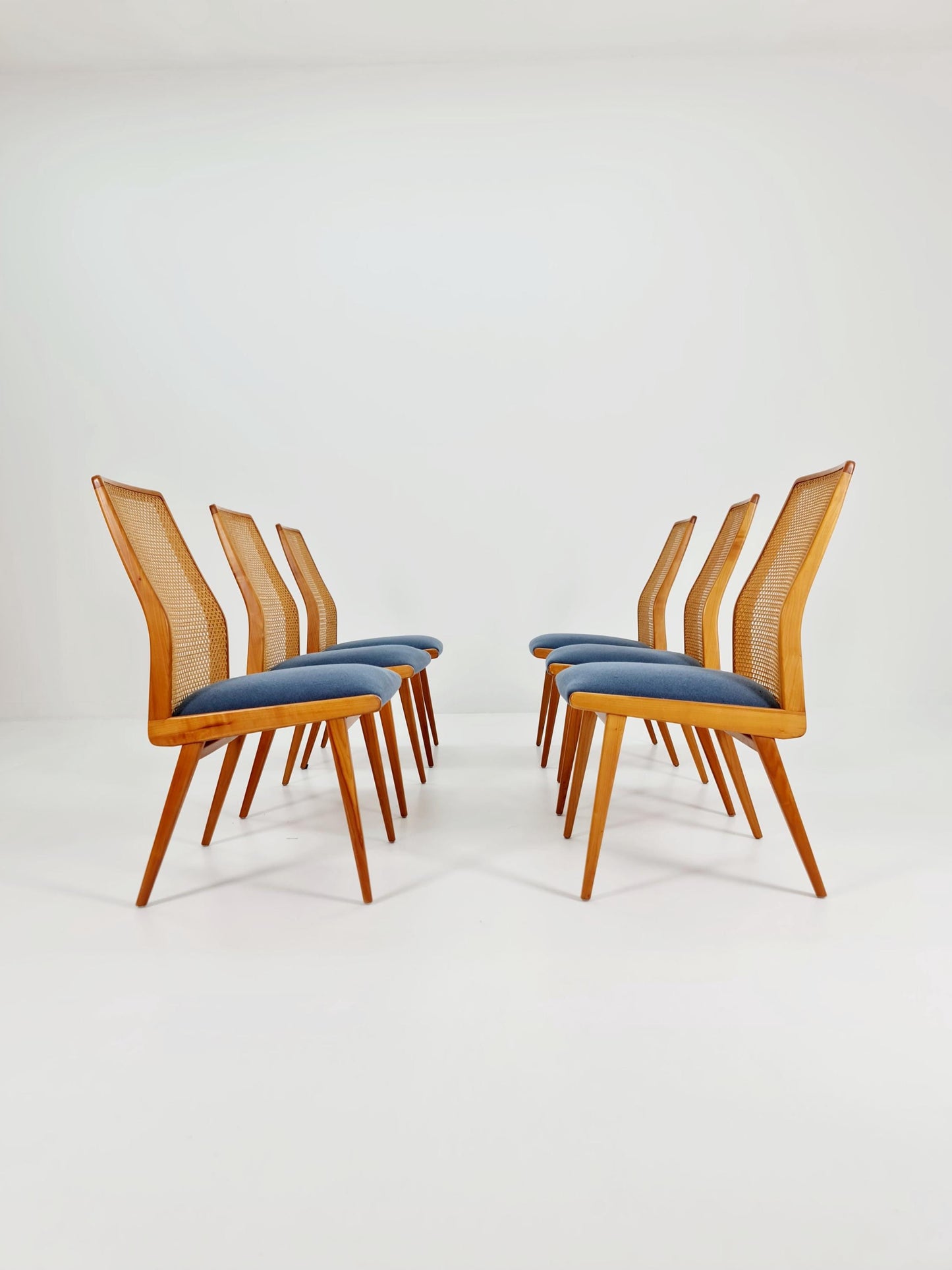 Rare Vintage Ashwood & Wiener Rattan Dining Chairs from Habeo Germany, 1960s, Set of 6