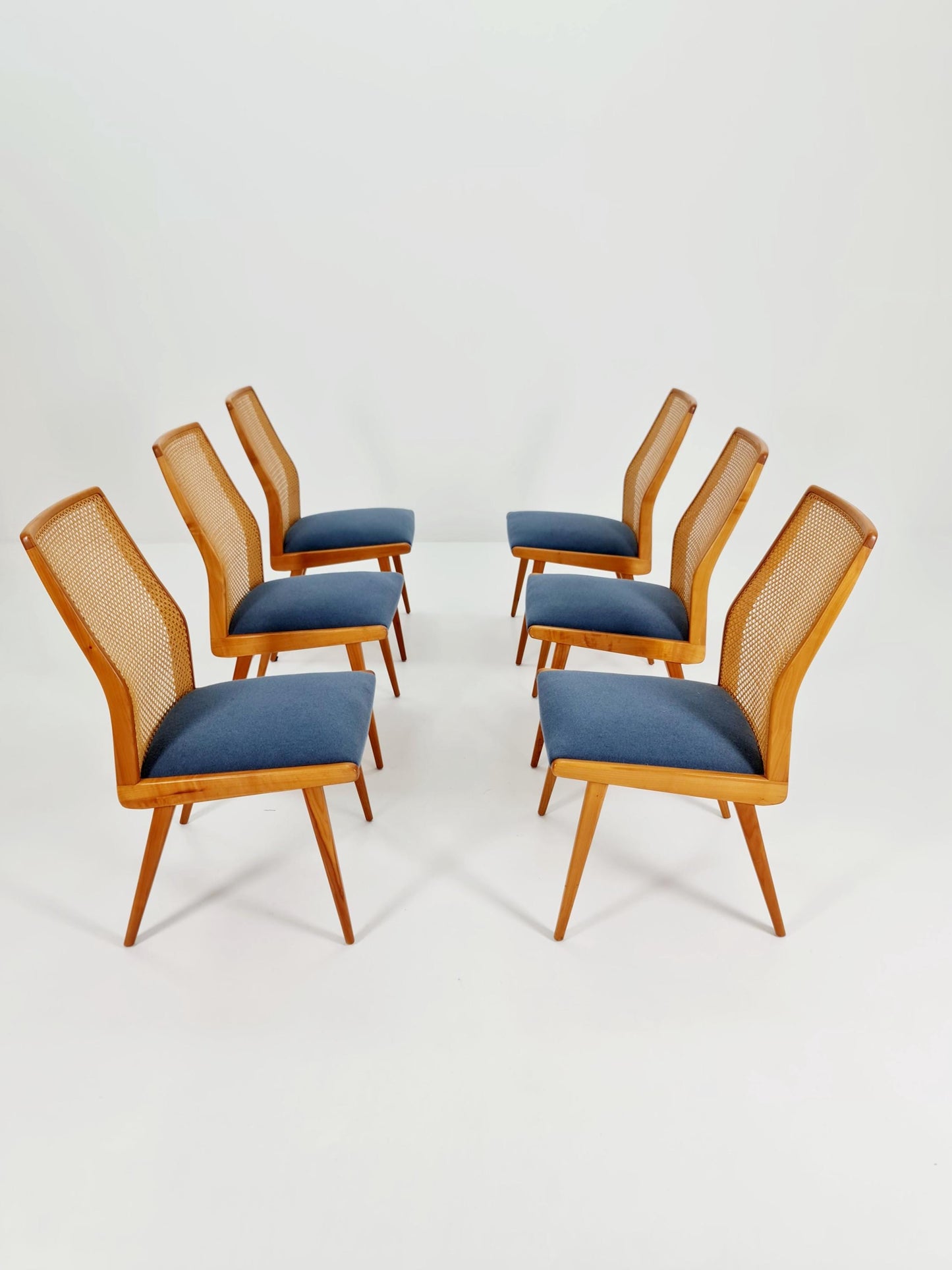 Rare Vintage Ashwood & Wiener Rattan Dining Chairs from Habeo Germany, 1960s, Set of 6