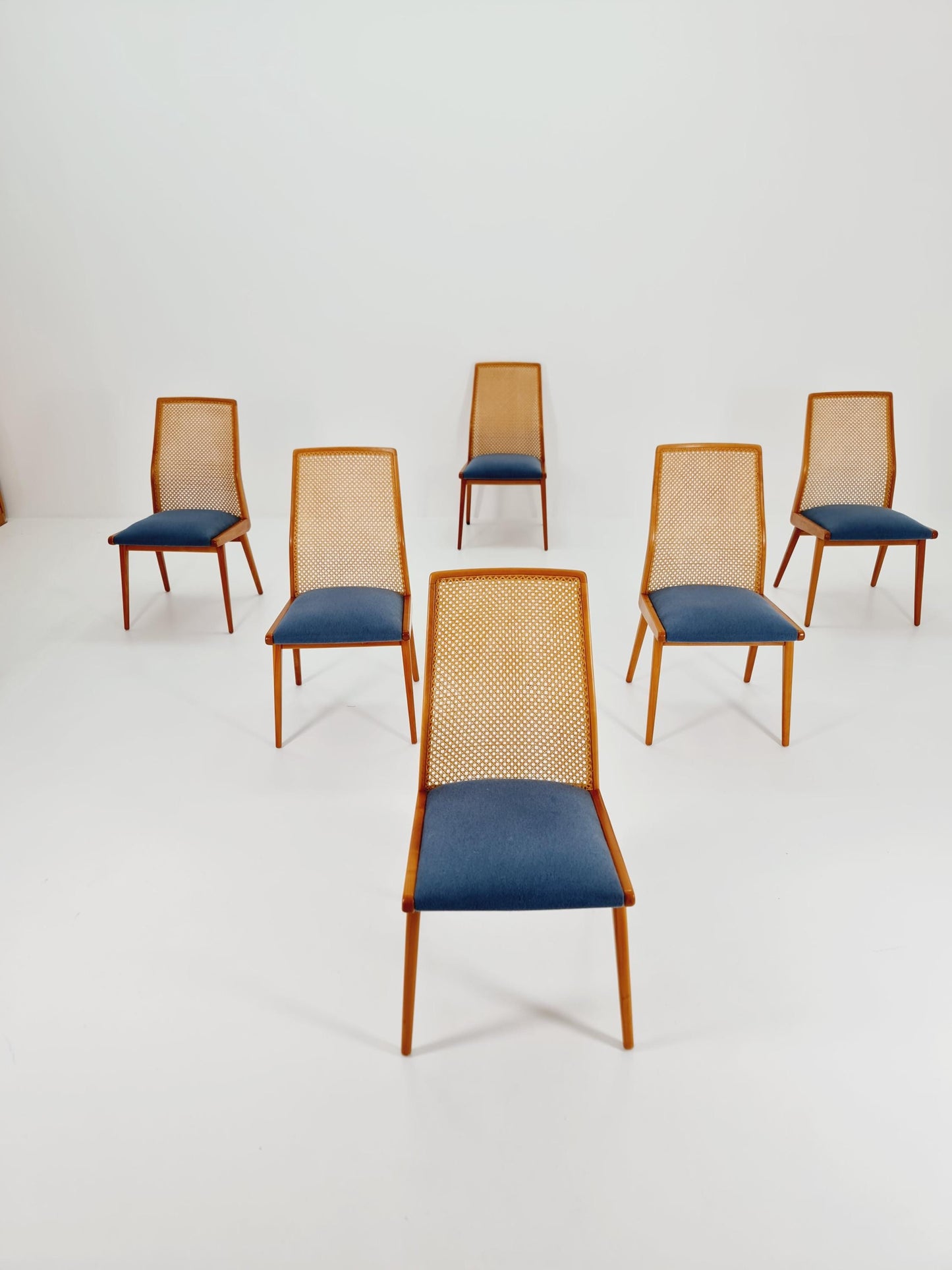Rare Vintage Ashwood & Wiener Rattan Dining Chairs from Habeo Germany, 1960s, Set of 6