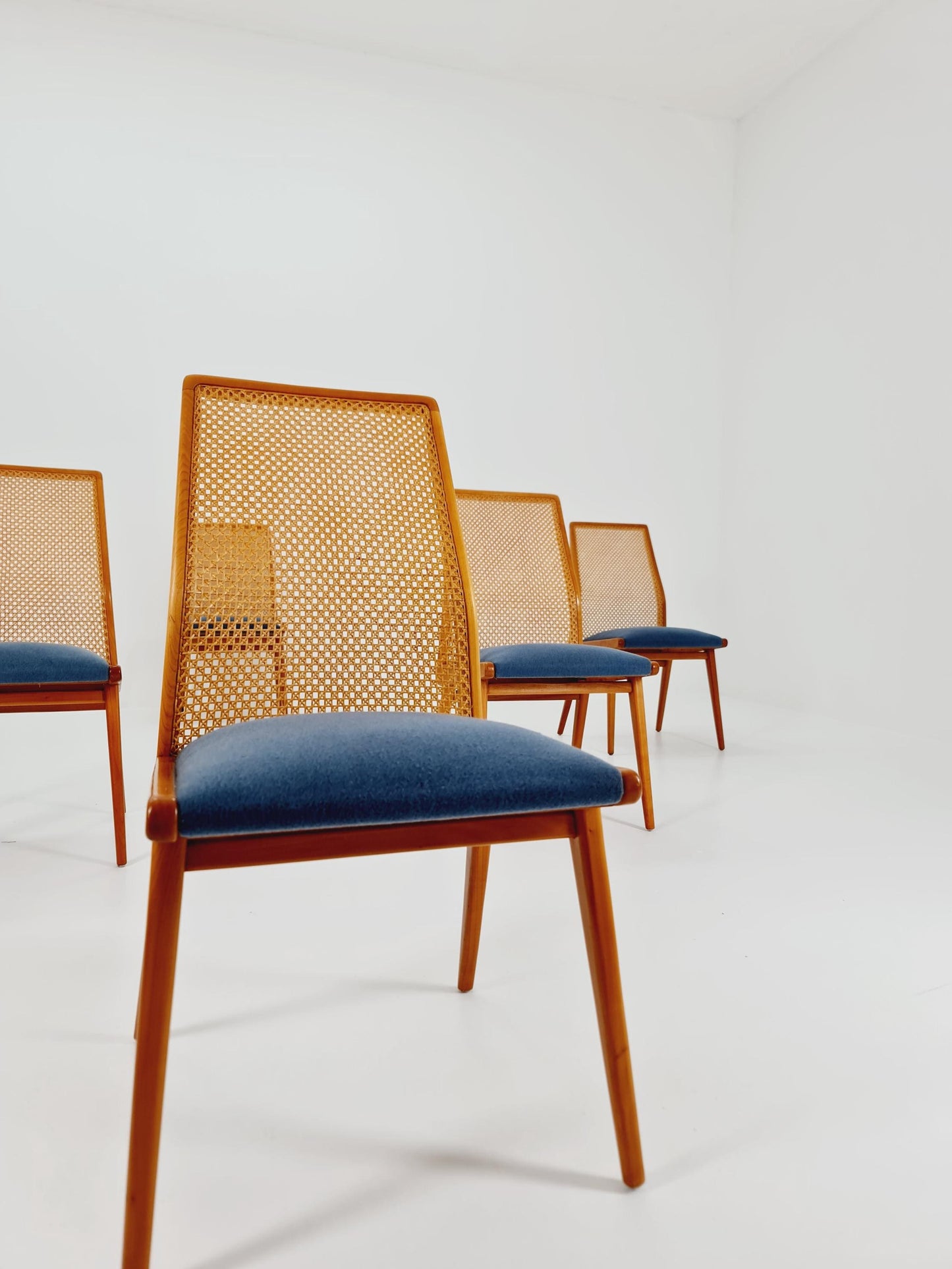 Rare Vintage Ashwood & Wiener Rattan Dining Chairs from Habeo Germany, 1960s, Set of 6