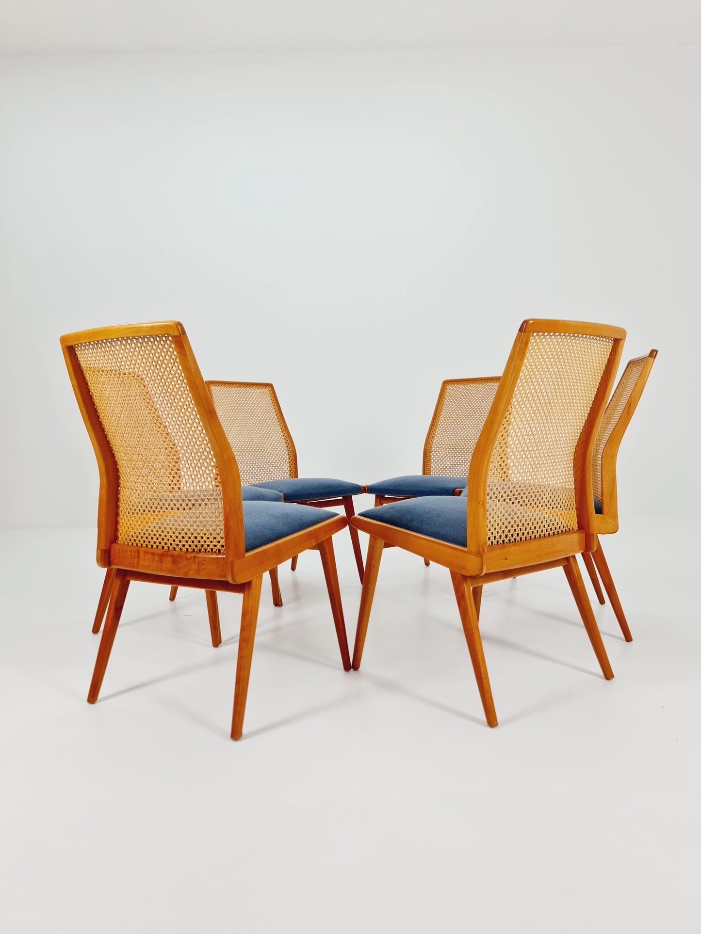 Rare Vintage Ashwood & Wiener Rattan Dining Chairs from Habeo Germany, 1960s, Set of 6
