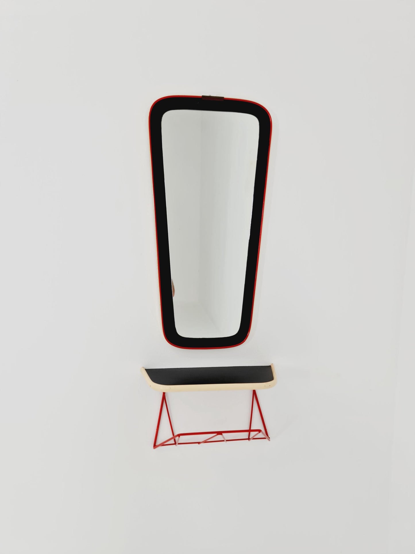 Mid Century asymmetric German Original kidney wall mirror with shelf from the 60s model Rockabilly