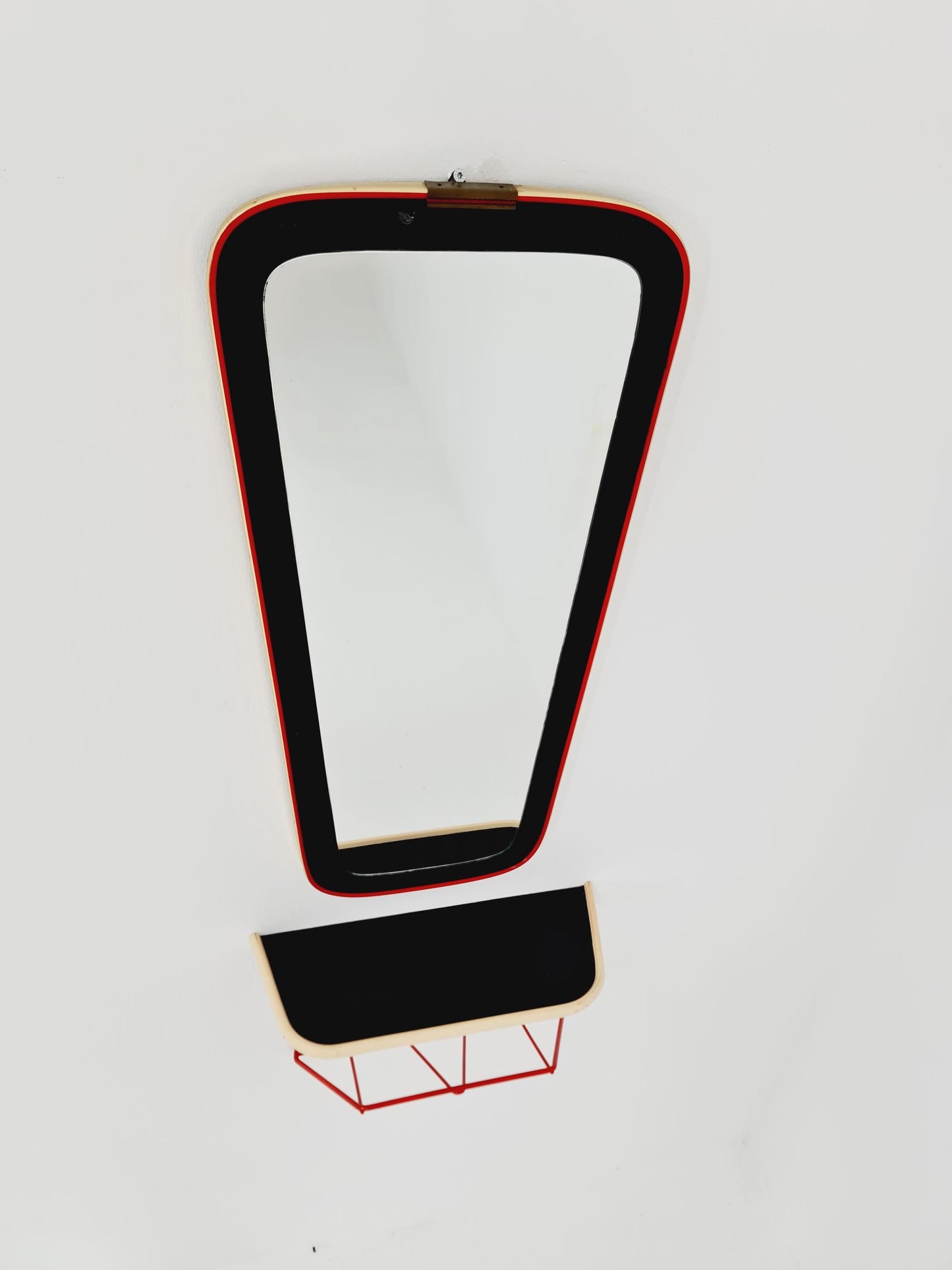 Mid Century asymmetric German Original kidney wall mirror with shelf from the 60s model Rockabilly