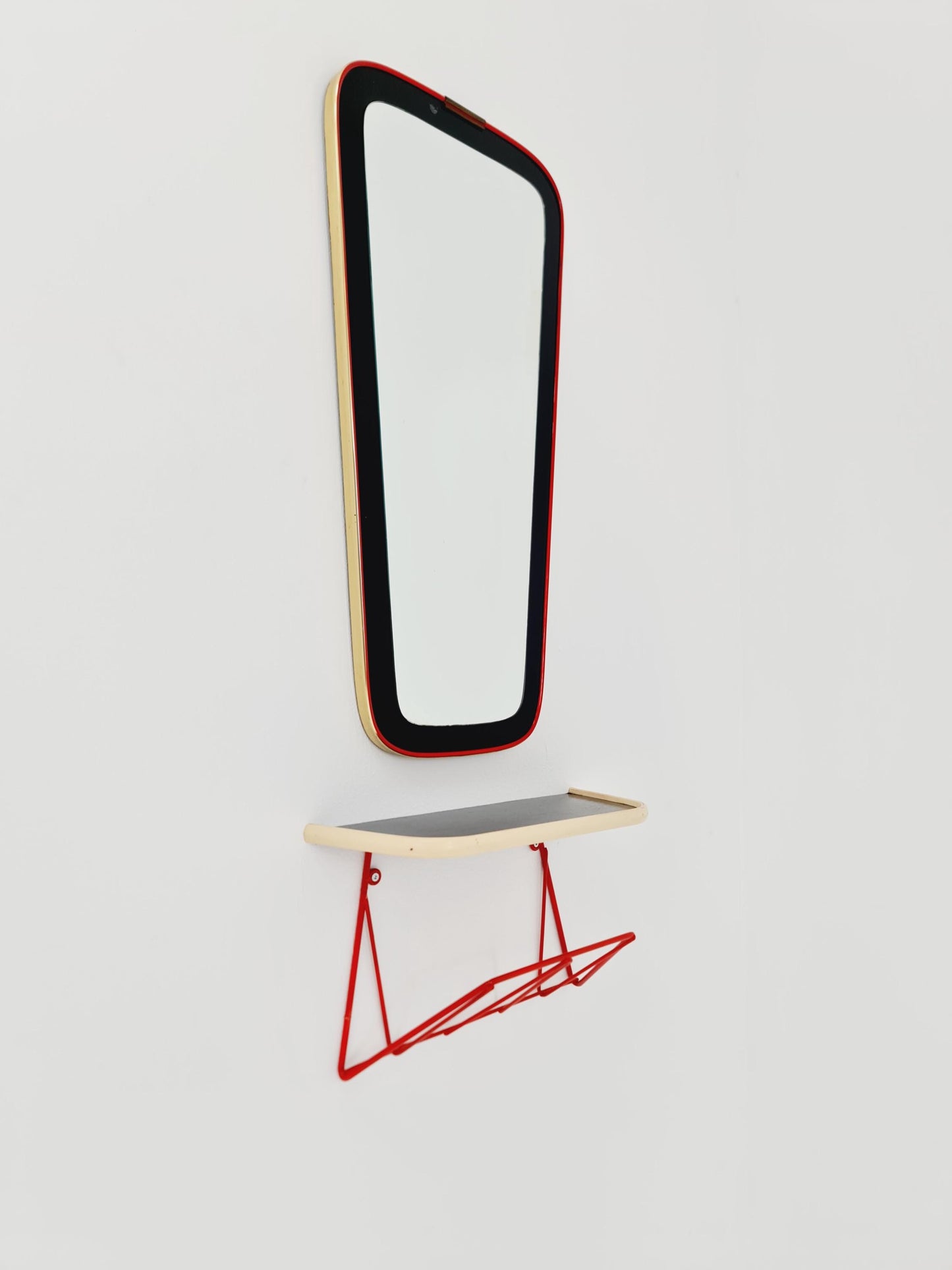 Mid Century asymmetric German Original kidney wall mirror with shelf from the 60s model Rockabilly