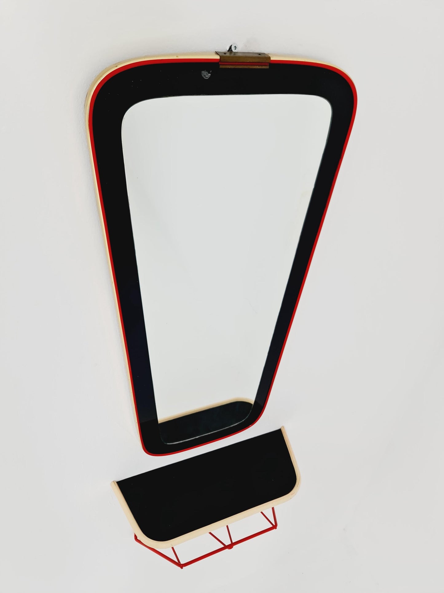 Mid Century asymmetric German Original kidney wall mirror with shelf from the 60s model Rockabilly