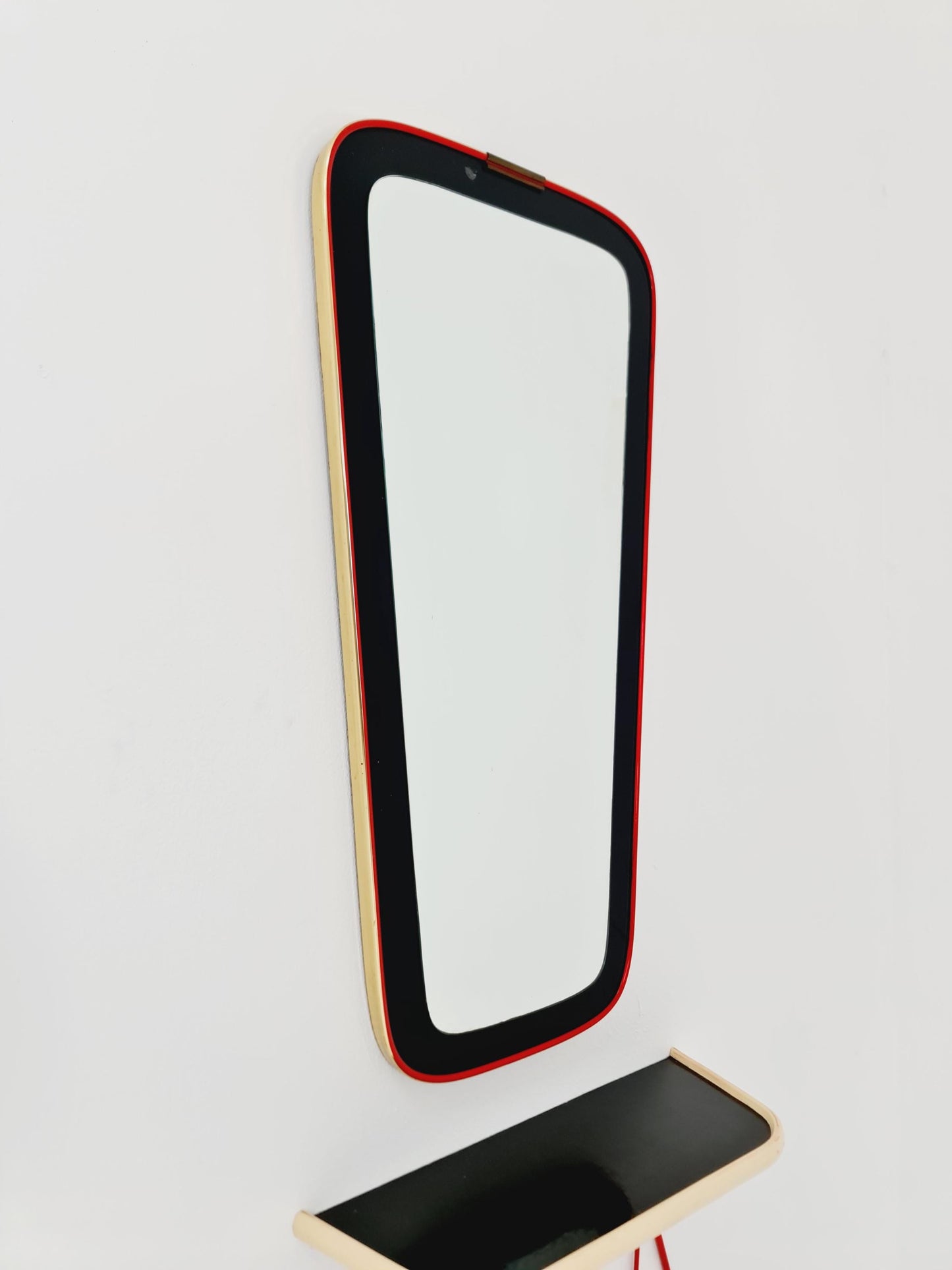 Mid Century asymmetric German Original kidney wall mirror with shelf from the 60s model Rockabilly