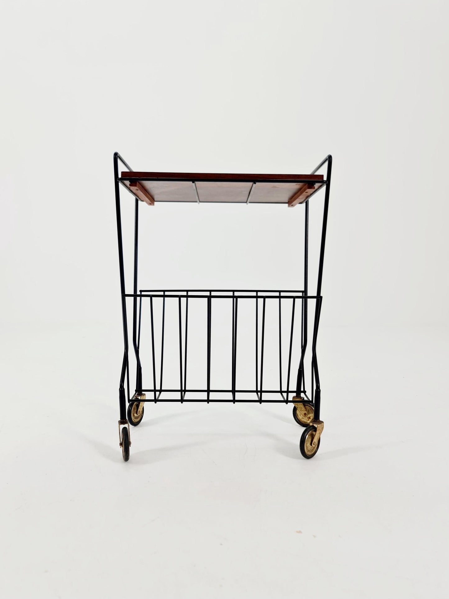 Vintage German mid century trolley bar cart in Rosewood & metal, 1960s