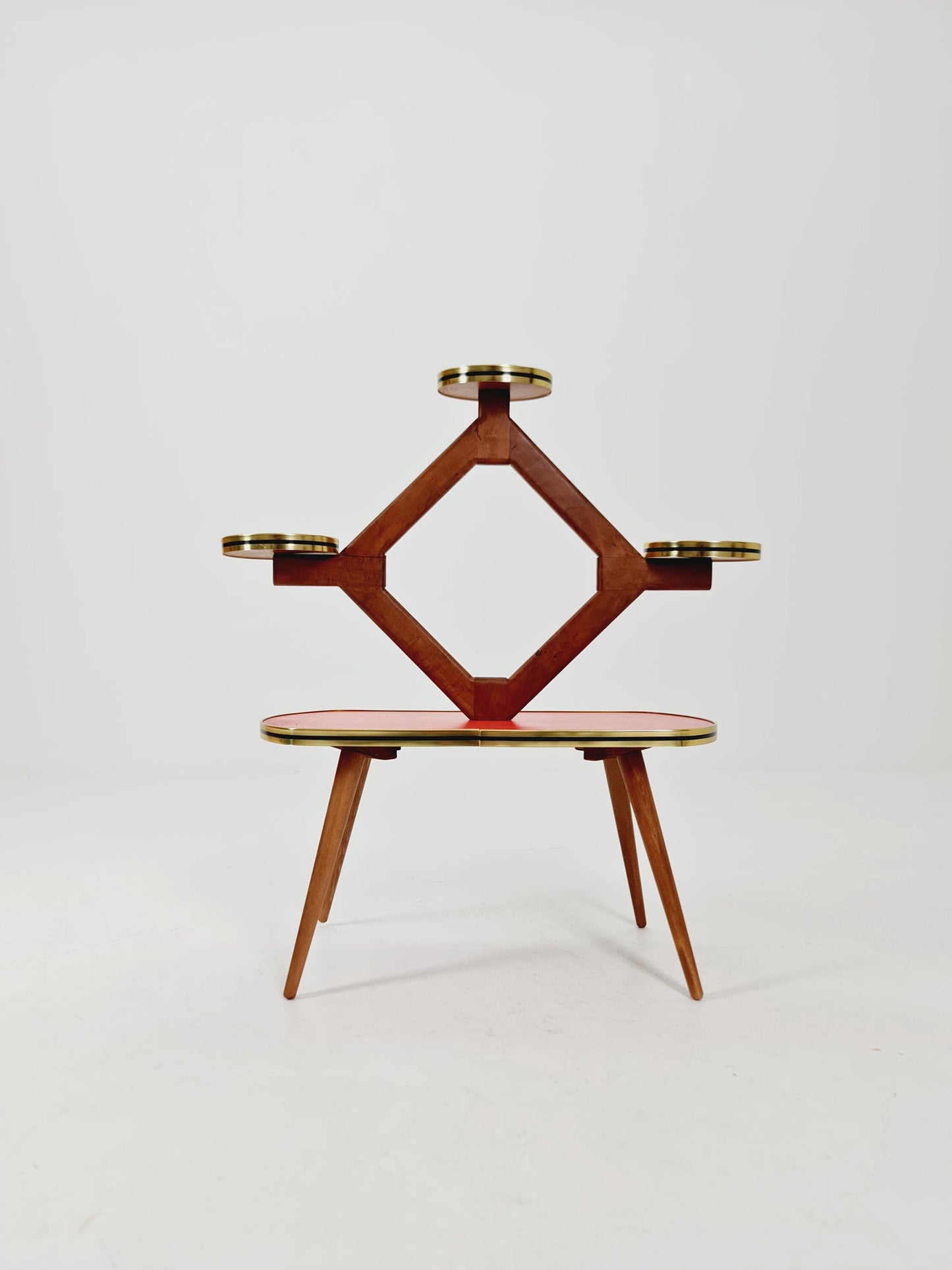 Rare Large German Plant Stand, Colorful Vintage Mid-Century Minimalist Indoor Plant Stand Side Table Retro flower table, 1950s
