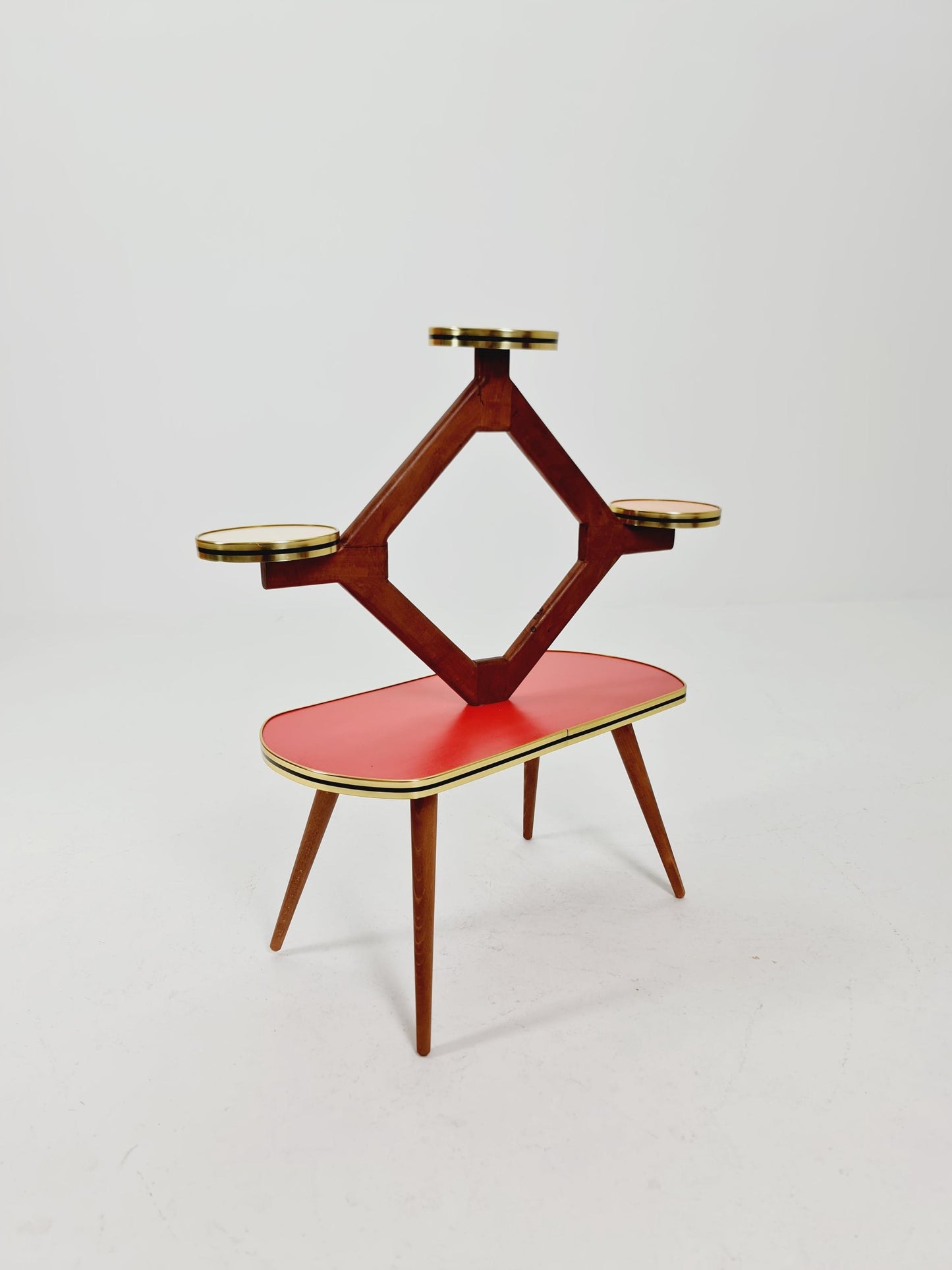 Rare Large German Plant Stand, Colorful Vintage Mid-Century Minimalist Indoor Plant Stand Side Table Retro flower table, 1950s