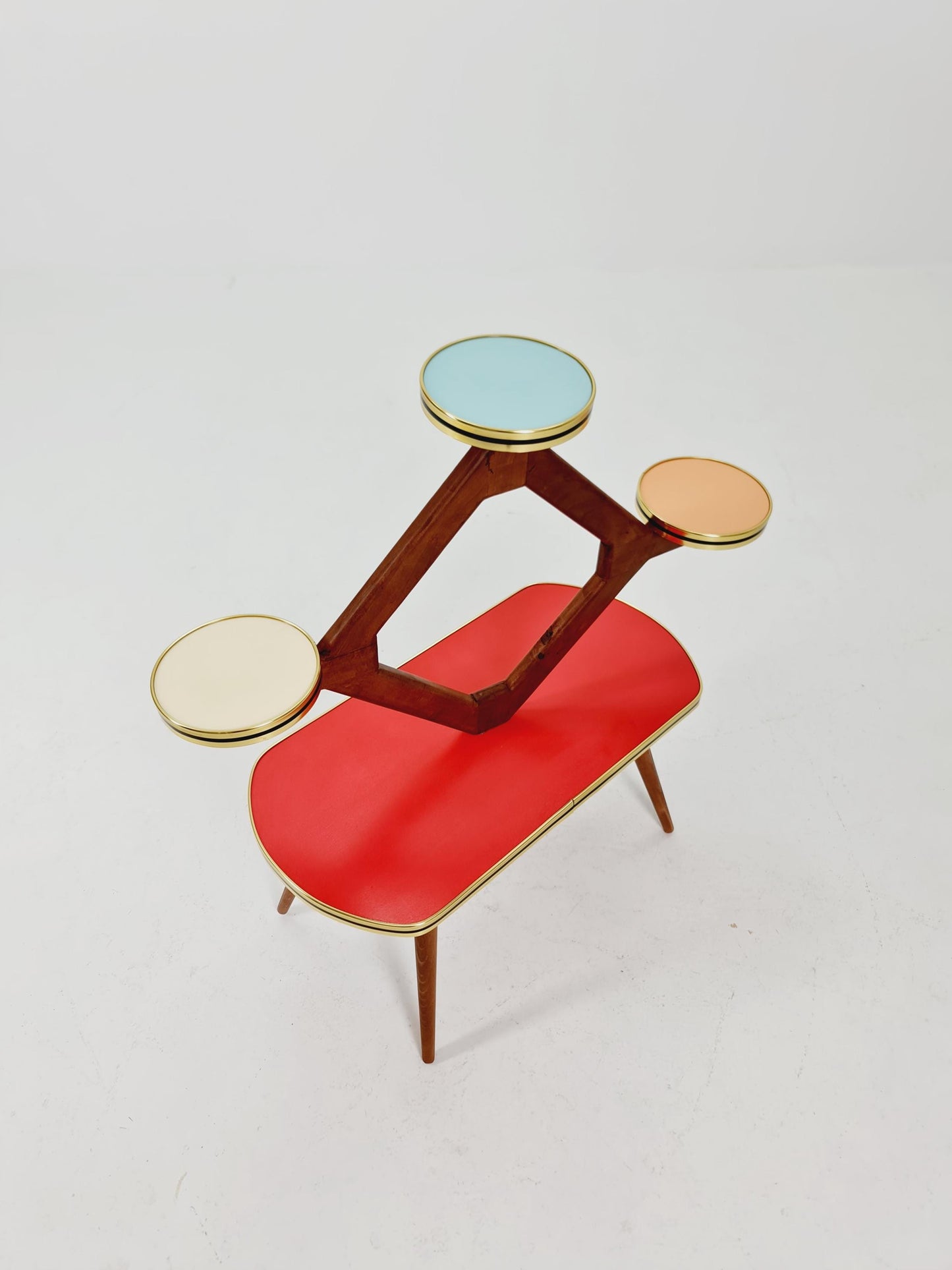 Rare Large German Plant Stand, Colorful Vintage Mid-Century Minimalist Indoor Plant Stand Side Table Retro flower table, 1950s