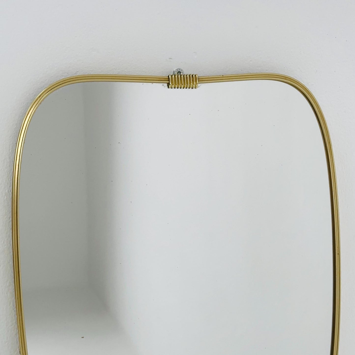 Mid Century asymmetric German brass Original kidney wall mirror from the 60s model number 984 Germsny 1960s