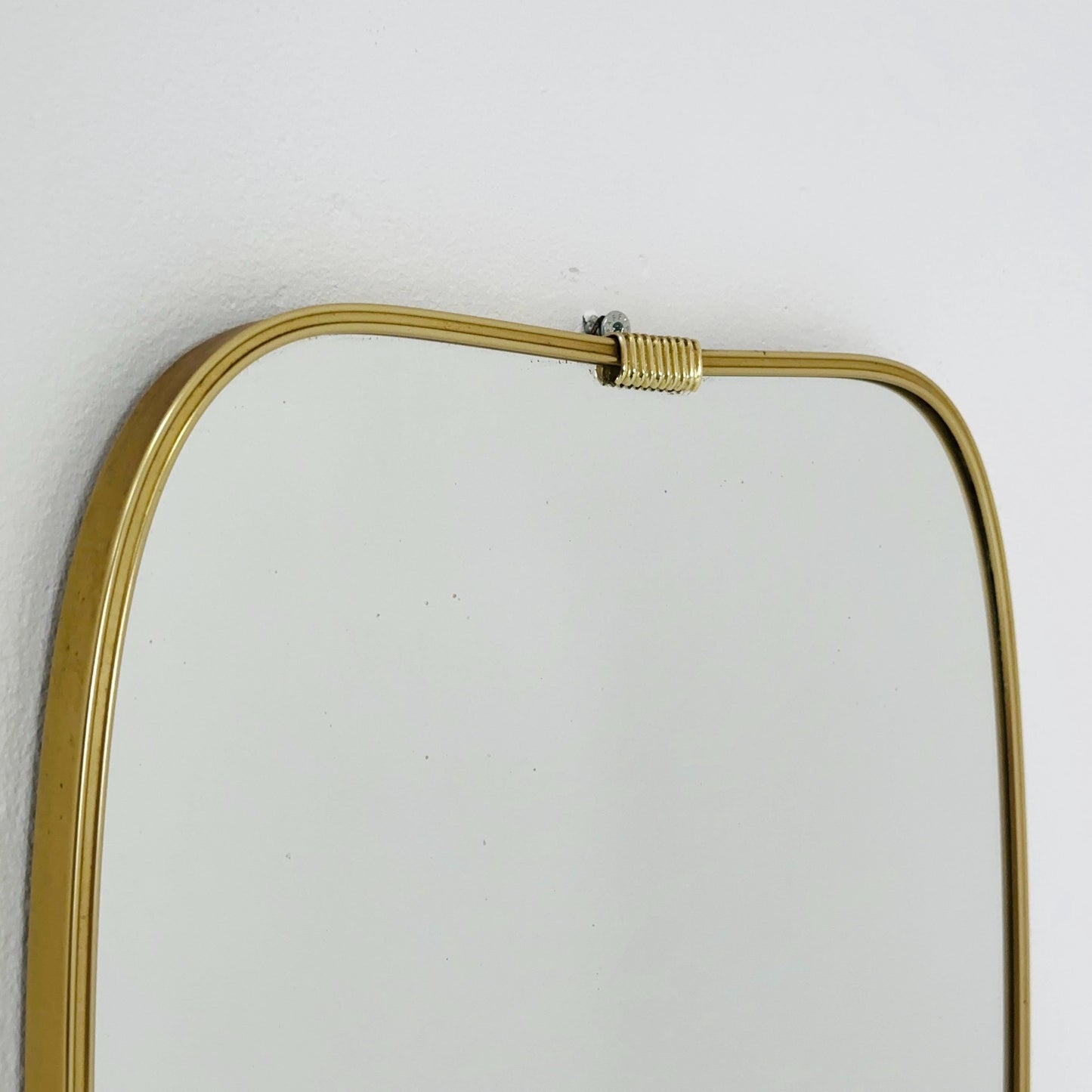 Mid Century asymmetric German brass Original kidney wall mirror from the 60s model number 984 Germsny 1960s
